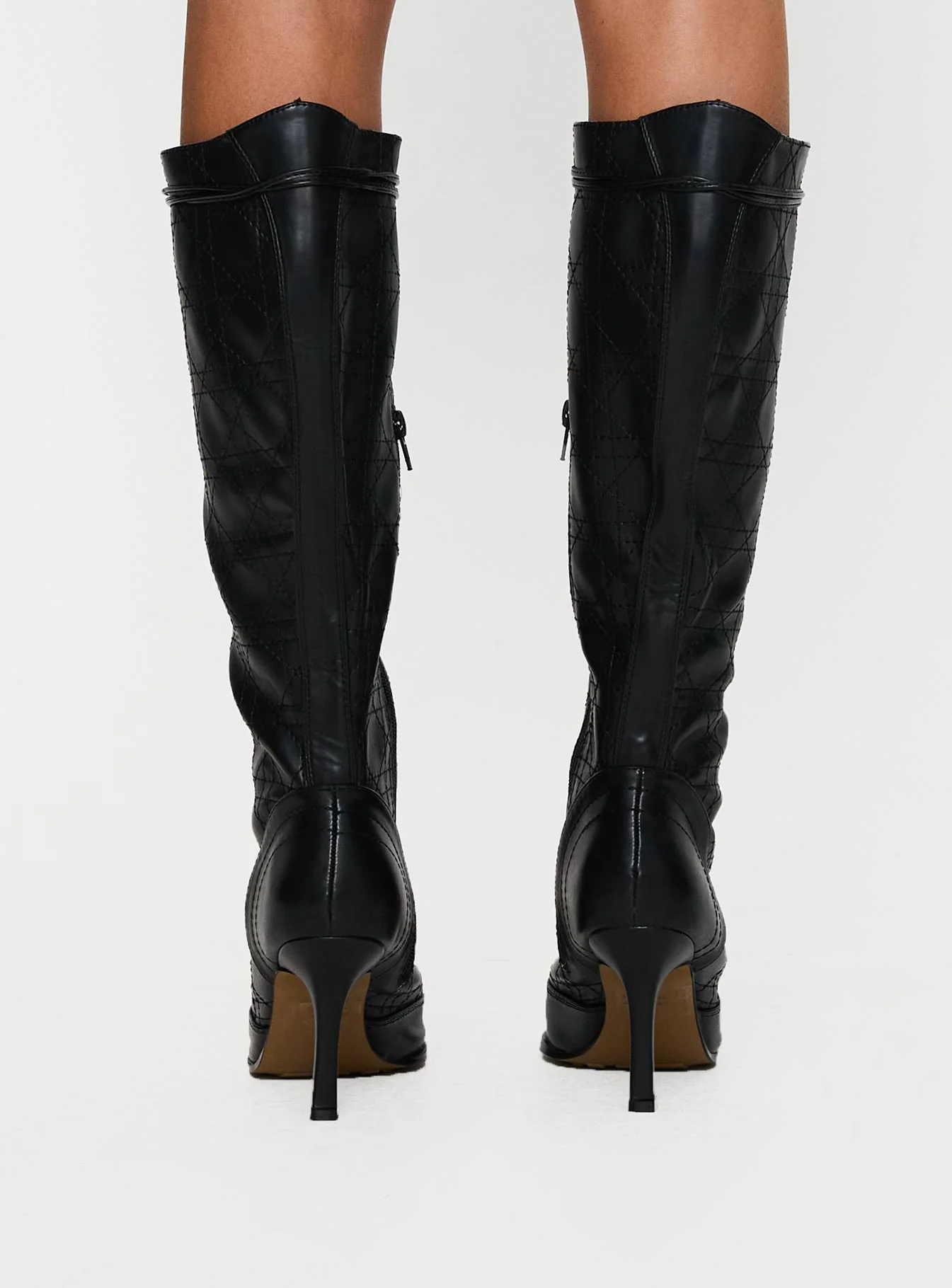 Princess Polly Creator Knee High Lace-Up Boots Black