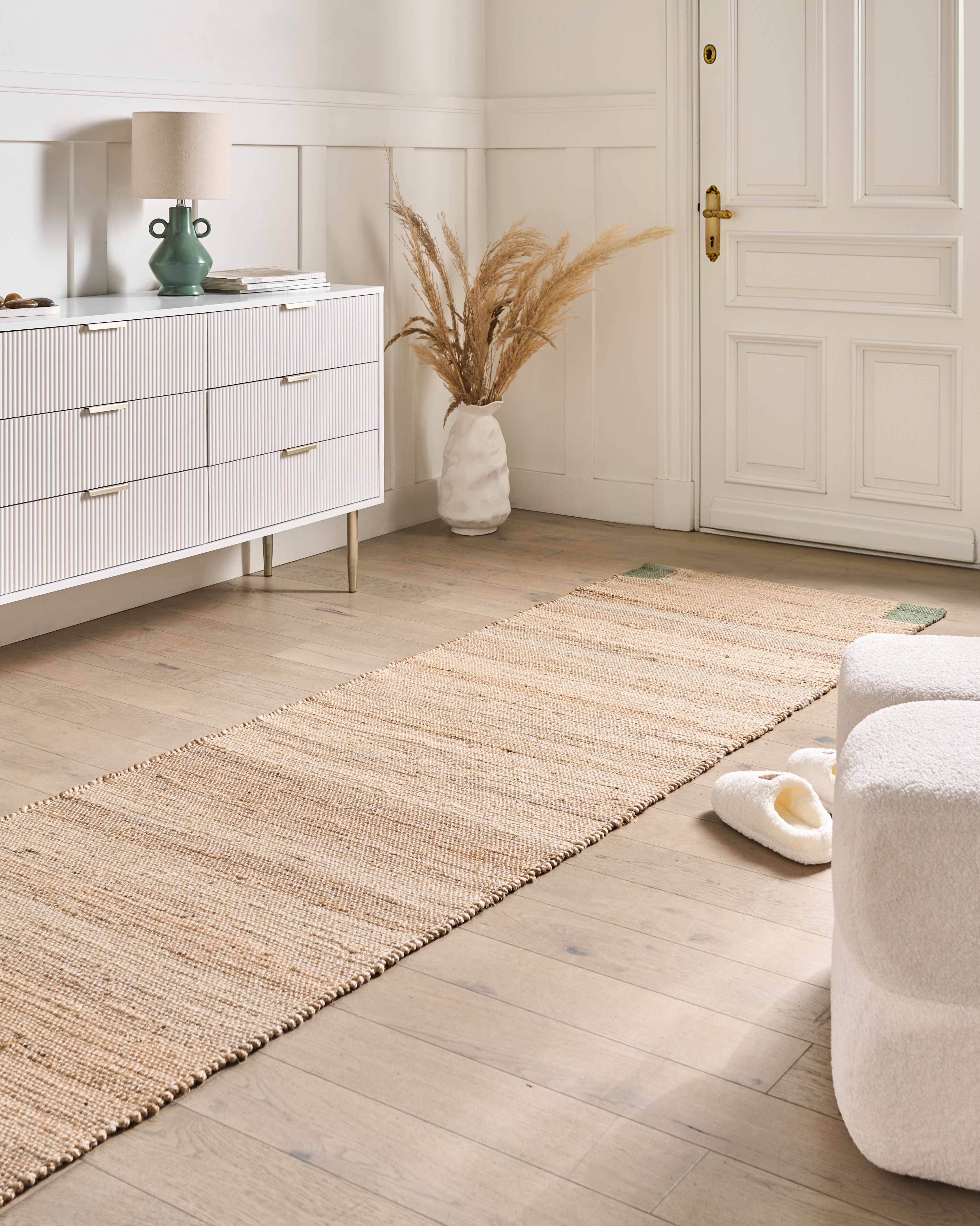 Rug AMRAVATI Beige/ Green 80 x 300 cm Jute