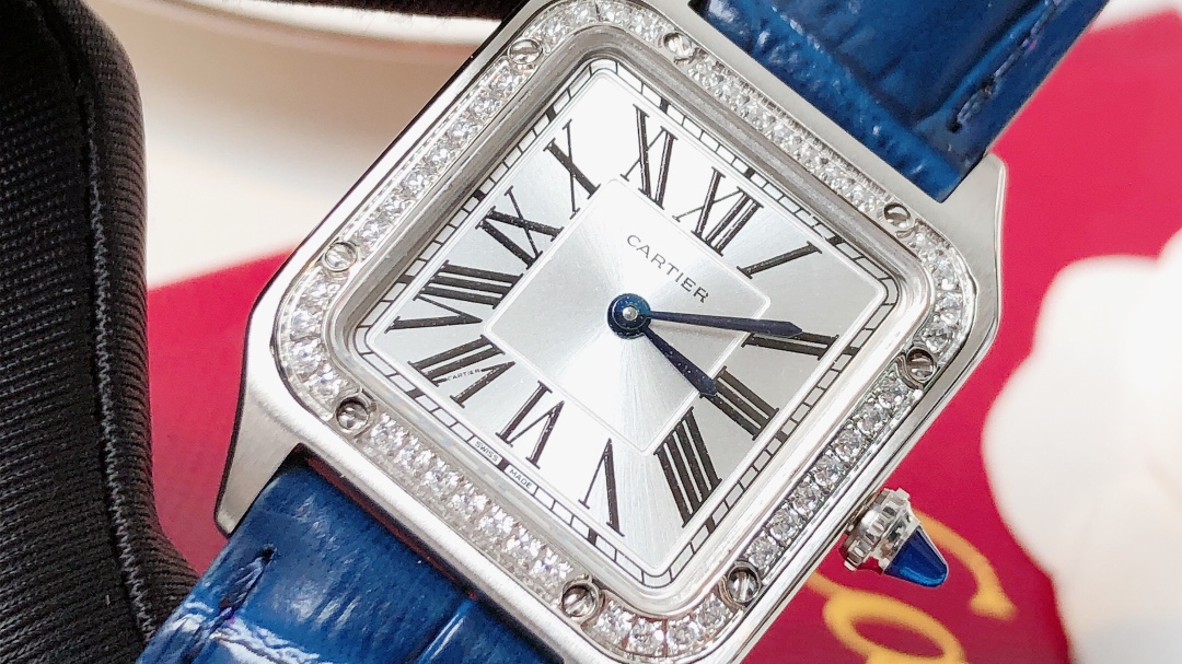 Santos Demoisell Santos Platinum Diamonds - Stainless Steel Mini(1:1 replica) - Top club