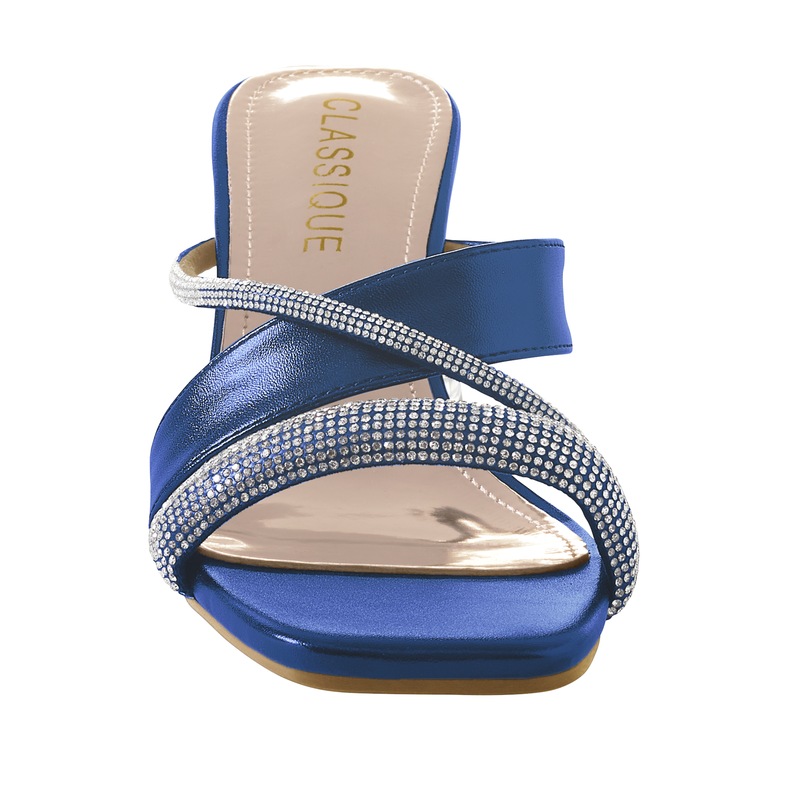 Classique Glitter Rope Slide Sandal with Mini Rhinestones and Chunky 2.5