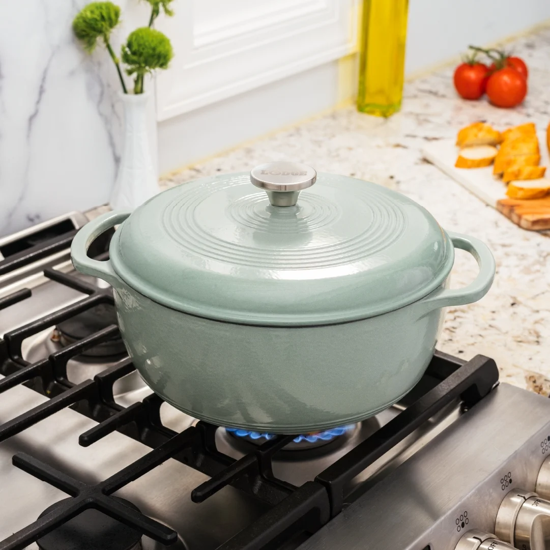 Lodge Cast Iron 6 Quart Enameled Dutch Oven, Indigo - Image 11