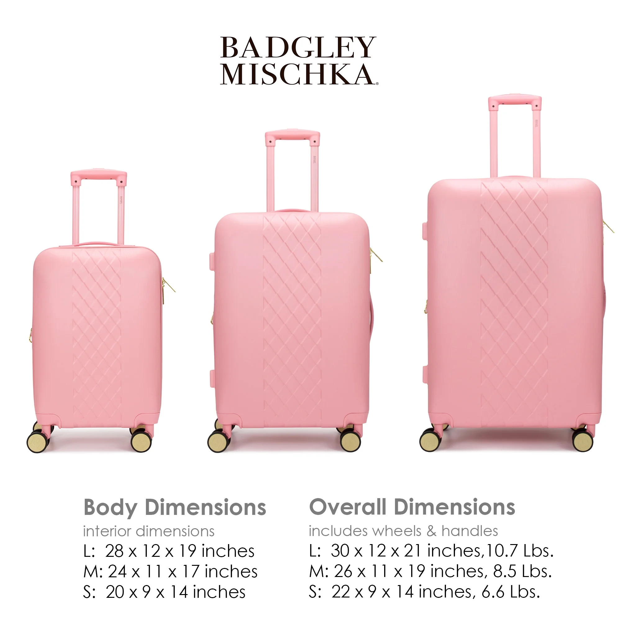 BADGLEY MISCHKA Diamond 3 Piece Expandable Luggage Set (Black) - Image 22