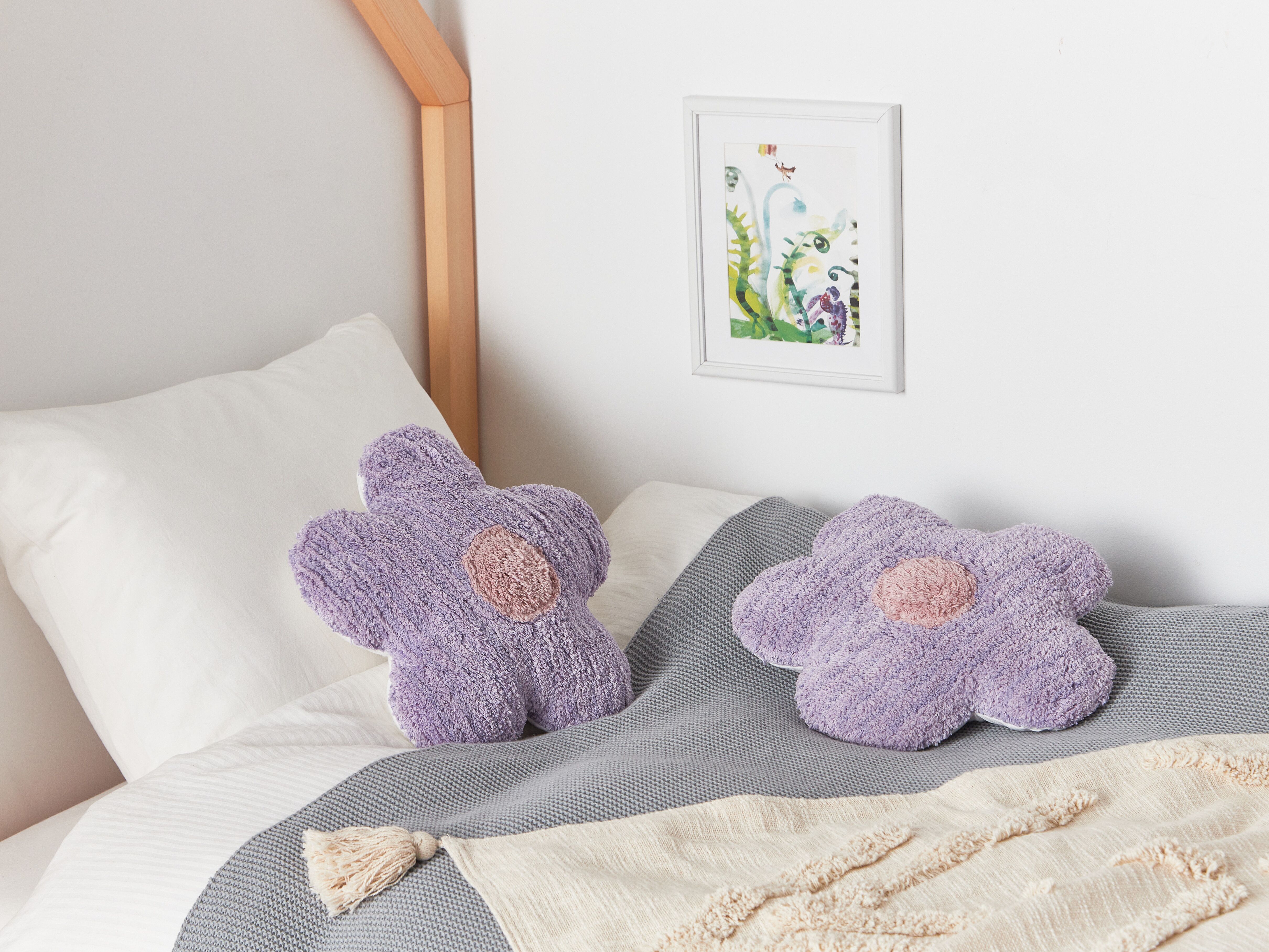 Set of 2 Decorative Cushions SORREL Cotton 30 x 30 cm Violet Flower