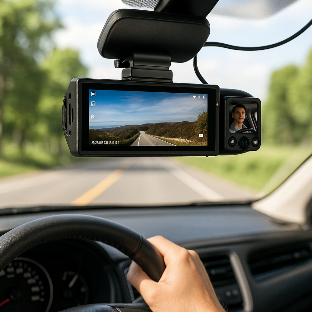 1080p Autodashcamera met Dubbele Lens en WiFi – Nachtzicht, Groothoek, Ingebouwde Microfoon en Luidspreker