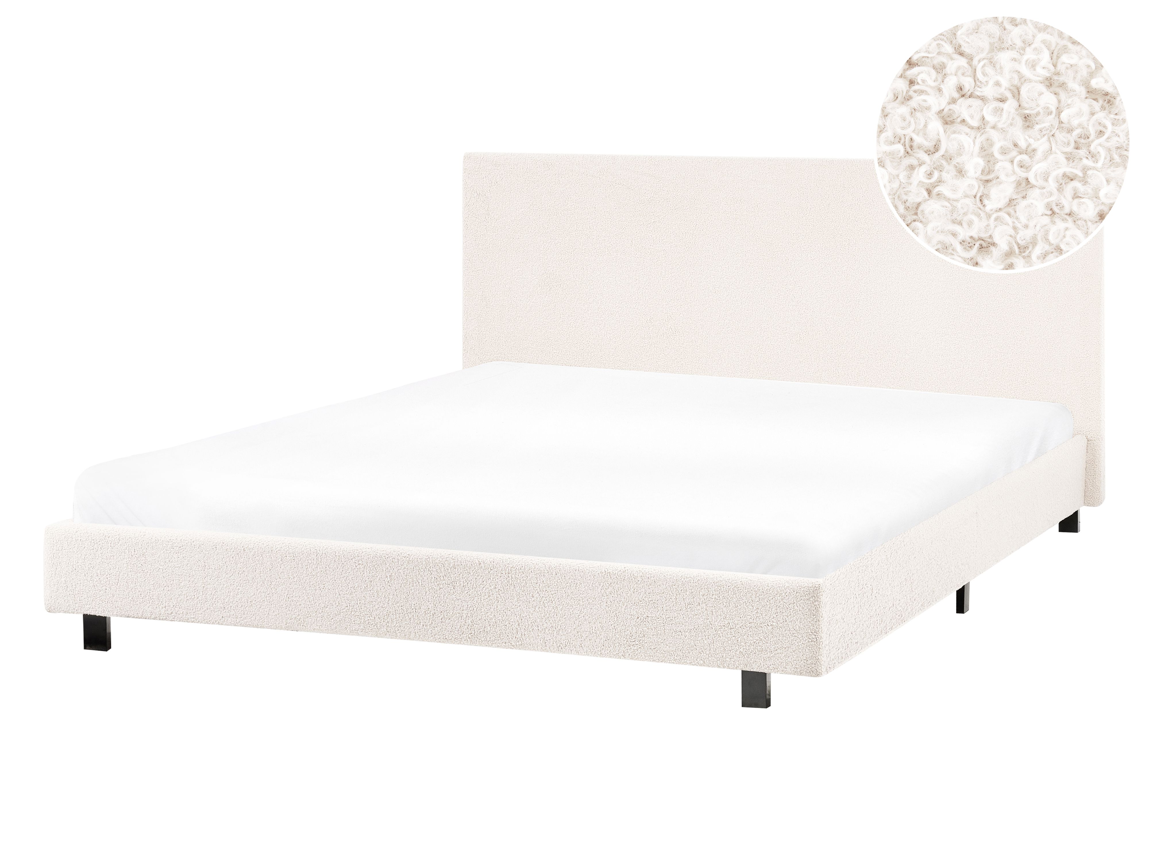 Bed Boucle ALBI 140 x 200 cm (EU Double) Off-White