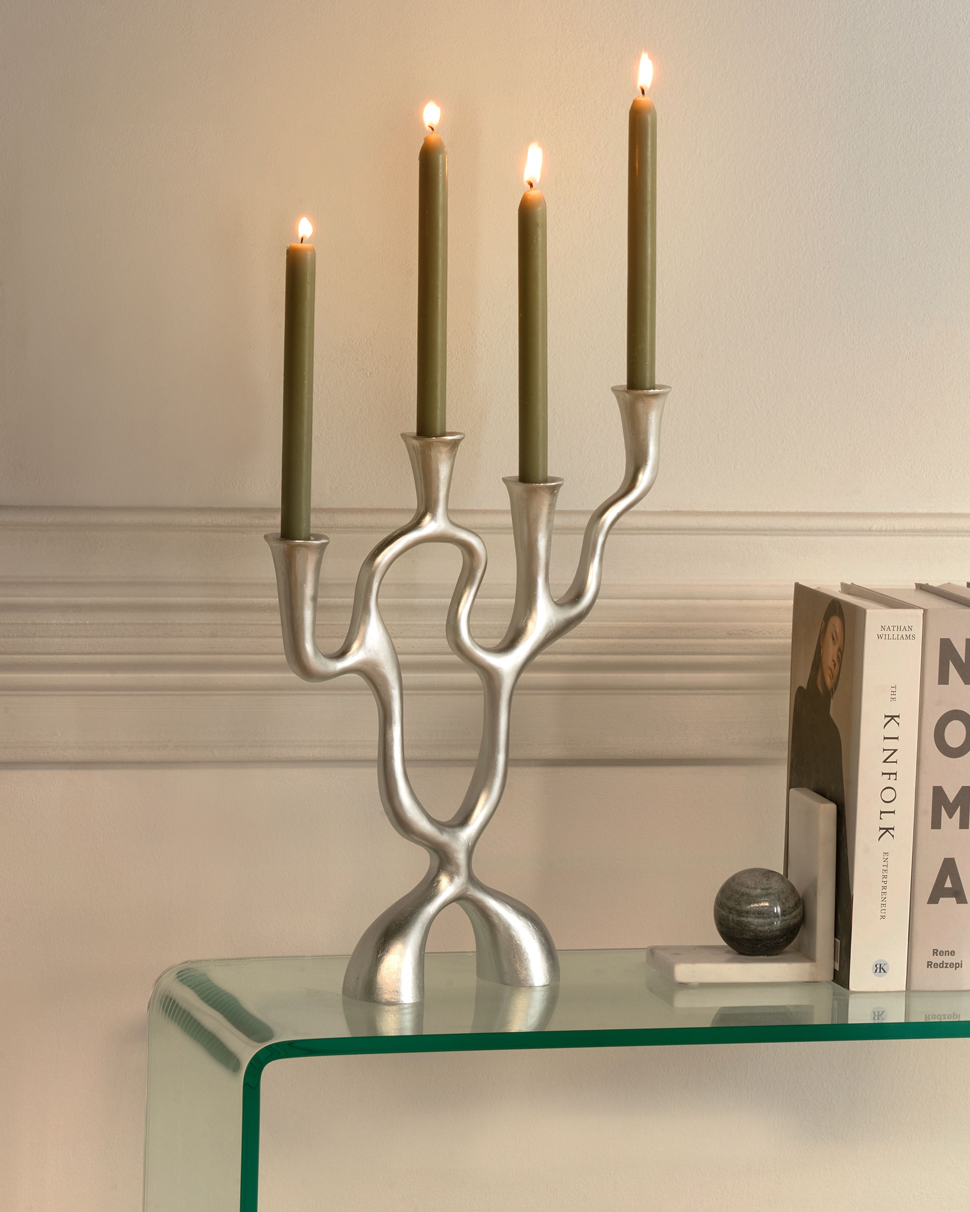 Candle Holder FAMOES Metal 41 cm Silver
