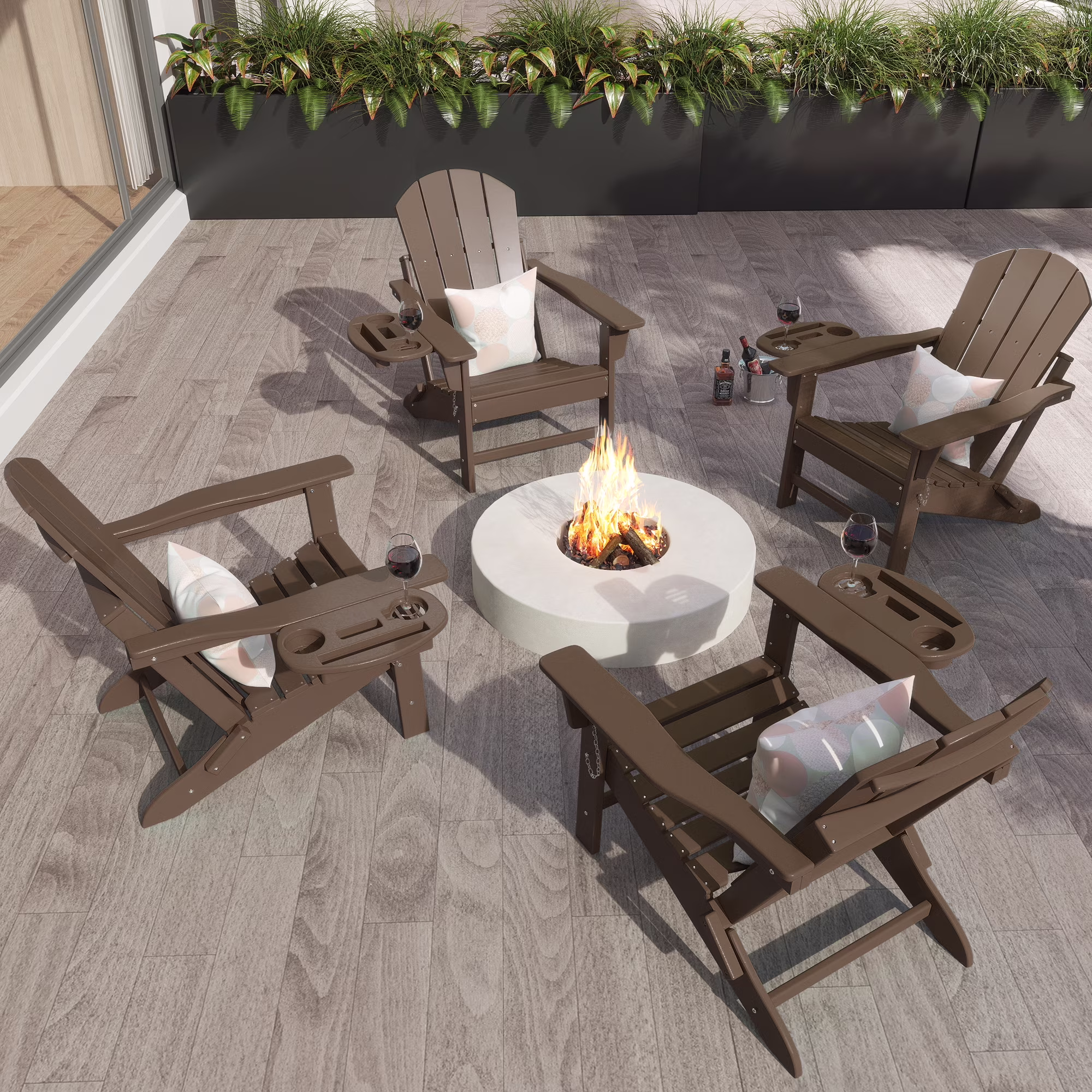 FOOWIN HDPE Plastic Adirondack Chairs Set of 4, Black - Image 14