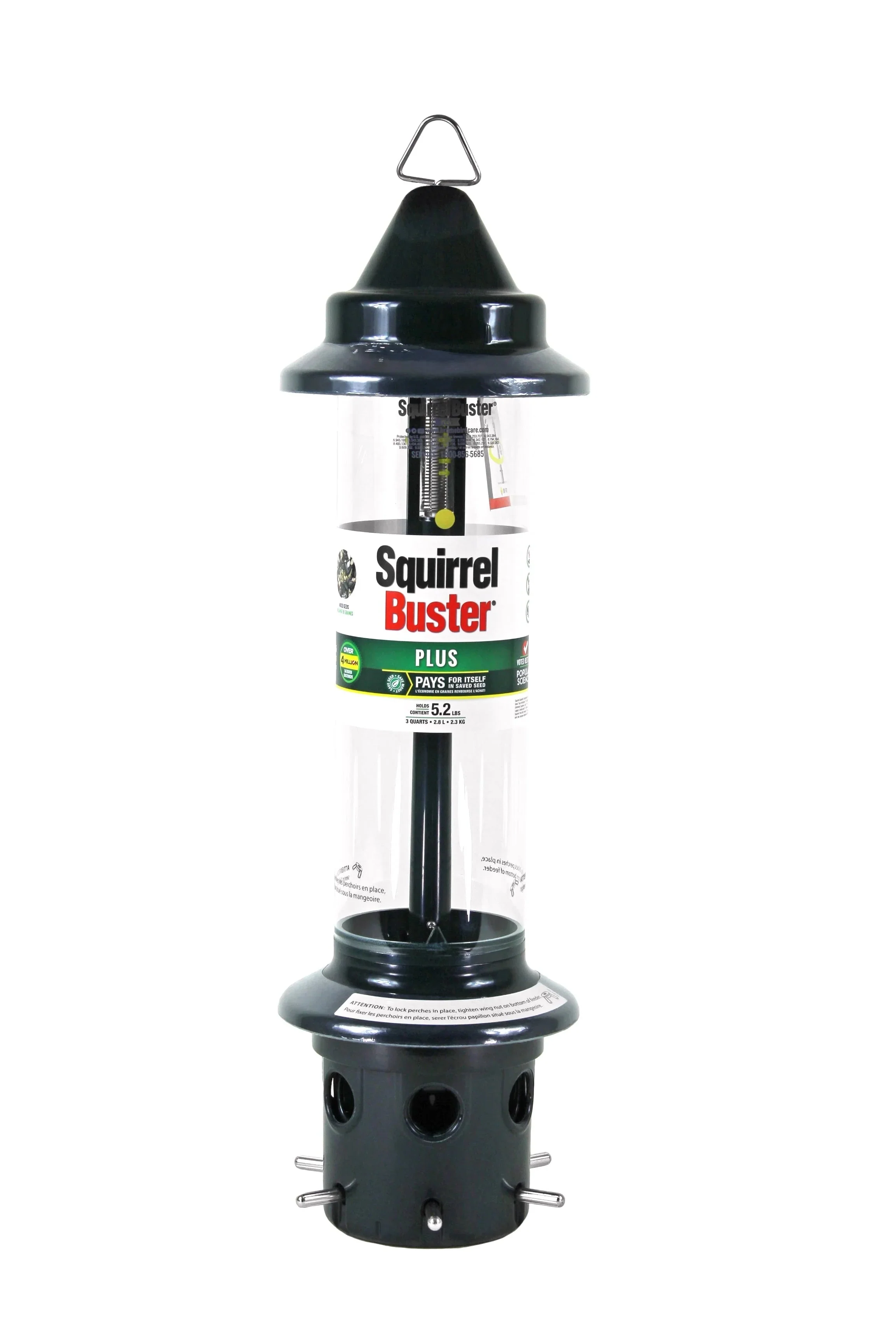 Brome Squirrel Buster Plus Tube Bird Feeder, 23 in, 3 Qt, 2 Pack - Cardinal Perch Ring Brome Squirrel Buster Plus Tube Bird Feeder, 23 in, 3 Qt, 2 Pack - Cardinal Perch Ring