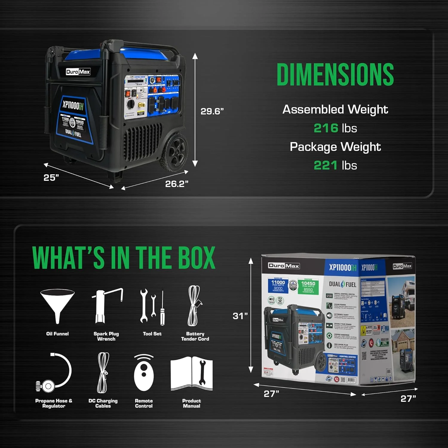 DuroMax Dual Fuel Portable Digital Inverter Generator, 11 000-Watt, 459cc - XP11000iH - Image 8 DuroMax Dual Fuel Portable Digital Inverter Generator, 11 000-Watt, 459cc - XP11000iH - Image 8
