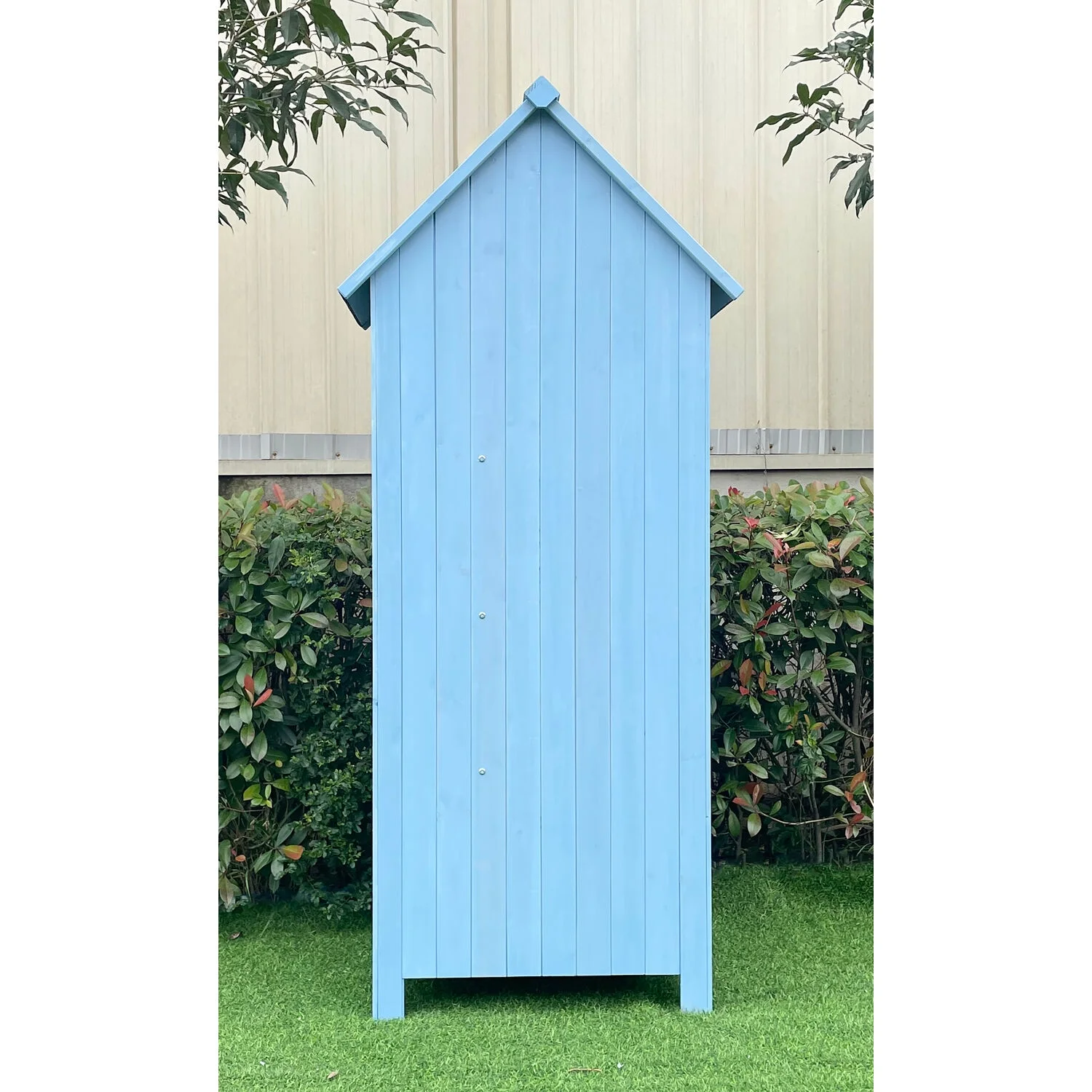 Hanover Sturdy Durable Waterproof Wood Outdoor Vertical Storage Shed, 70.40"x 30.30"x21.30", Blue - Image 8