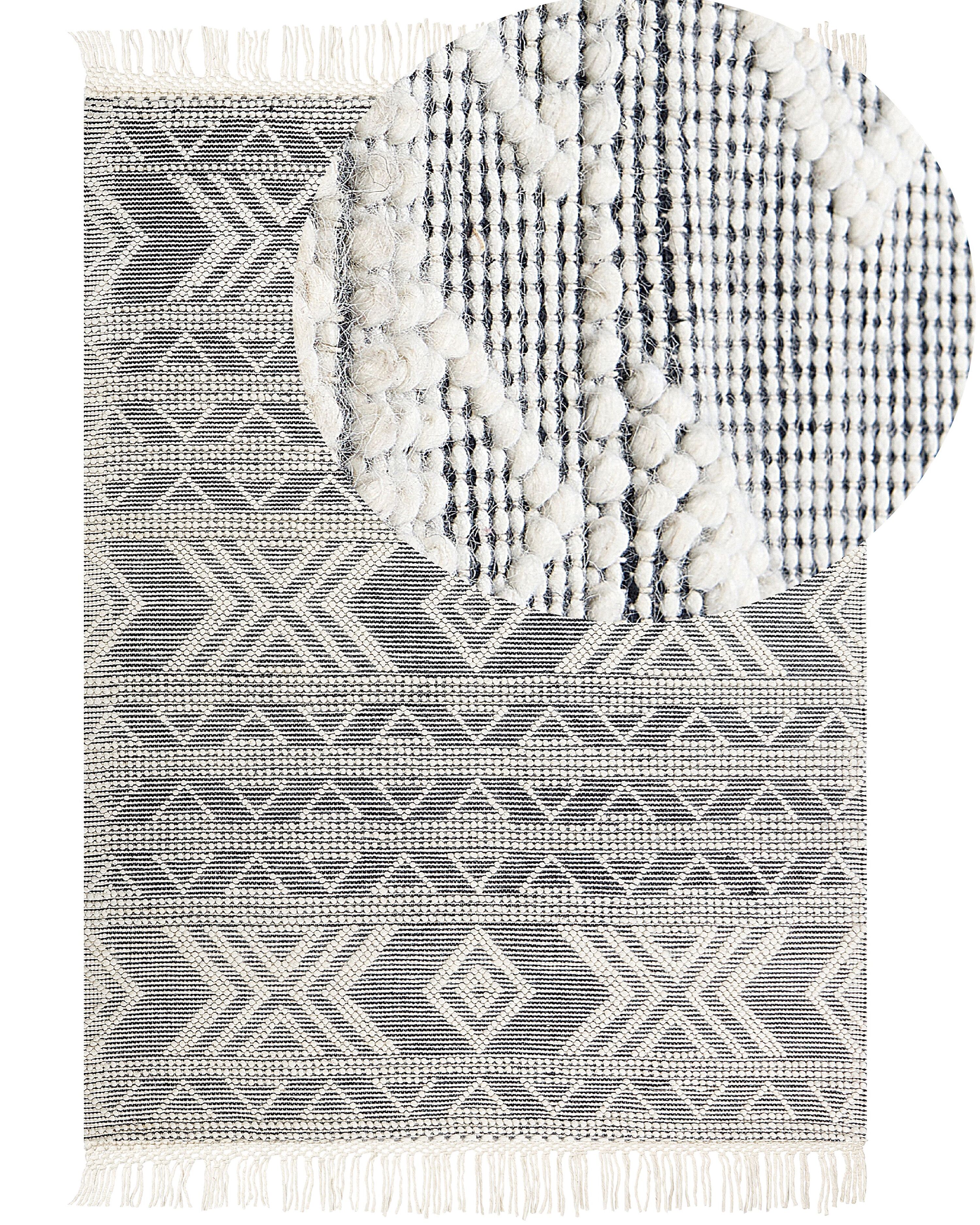 Rug PAZAR Black/ White 160 x 230 cm Wool