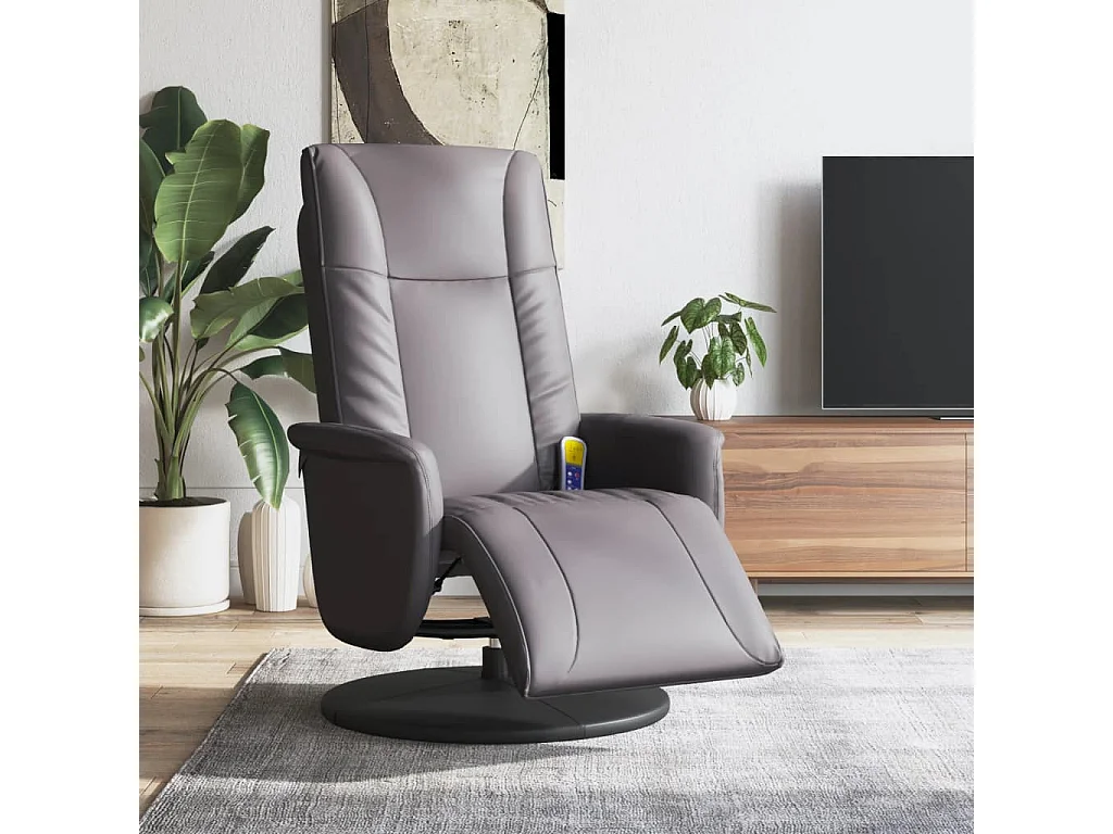 Fauteuil inclinable-Fauteuil de salon de massage repose-pieds gris similicuir SHL3528