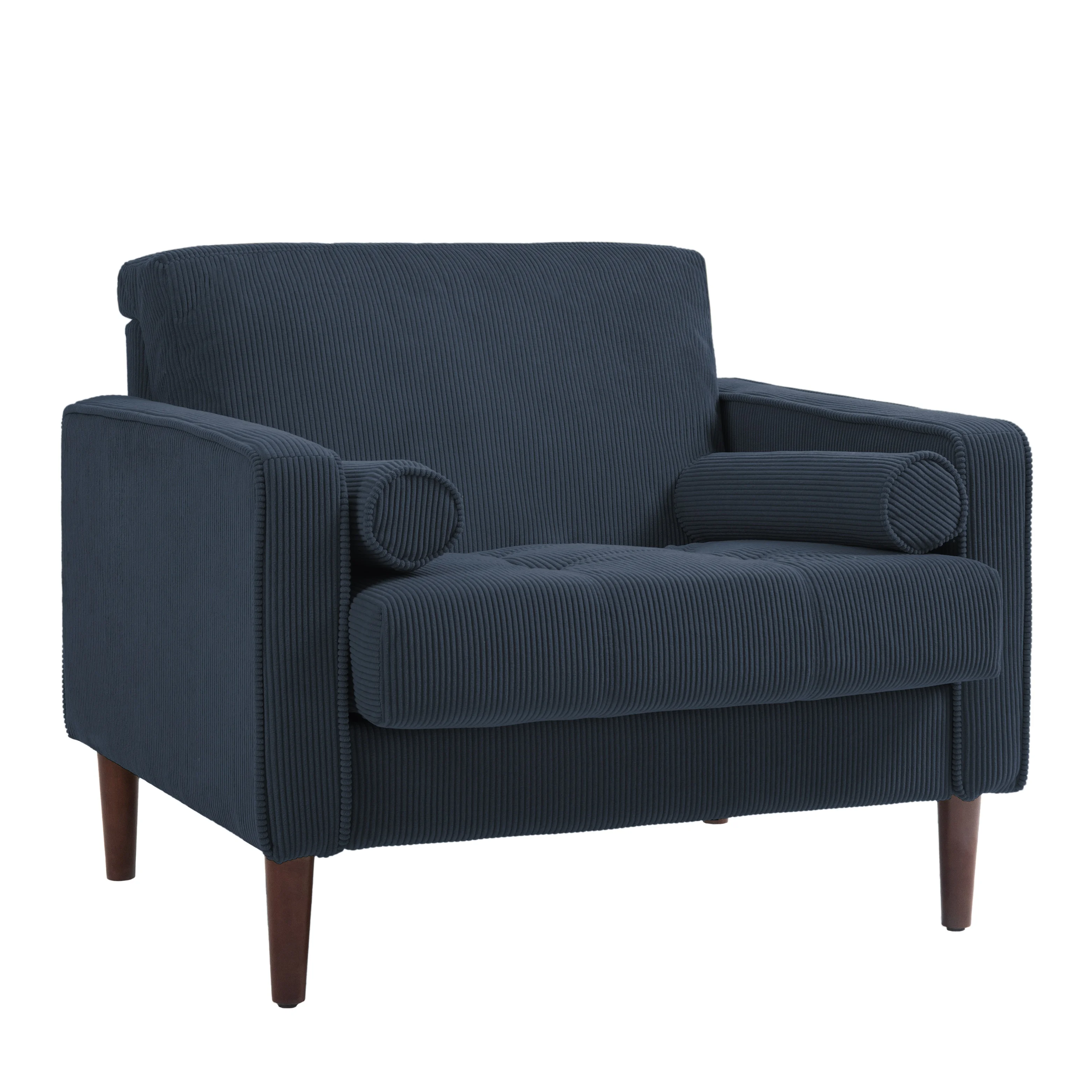 UIXE Corduroy Accent Chair Modern Upholstered Arm Chairs Comfy Reading Armchair with Pillow Armrest Tufted Living Room Single Sofa Lounge Seat, Yellow - Image 27