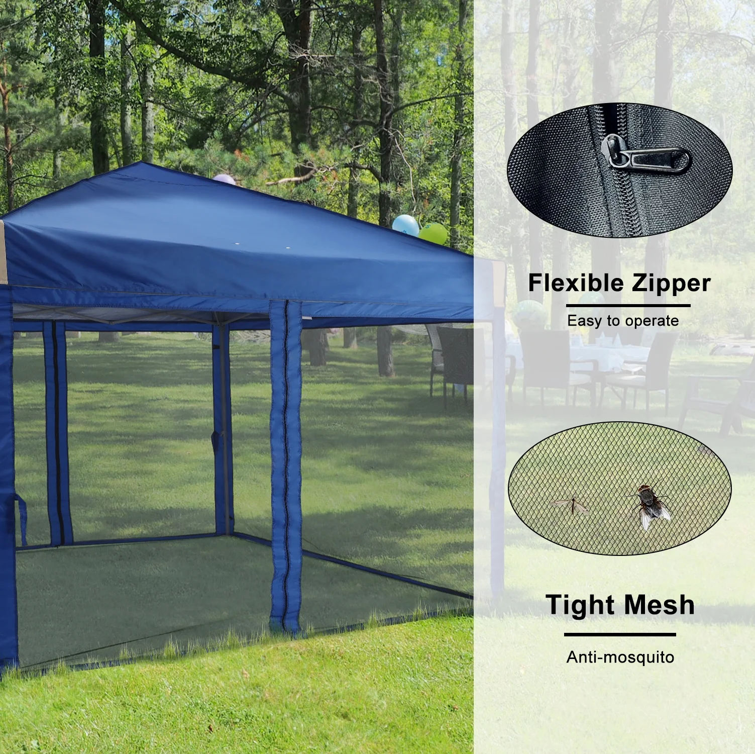 Aoodor 12'x12' Pop Up Canopy with Removable Mesh Sidewalls, Outdoor Portable Instant Shelter Tent-Black - Image 17