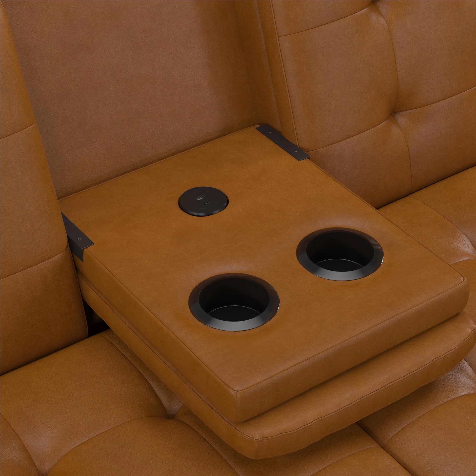 Mainstays Memory Foam 71.5" Futon with Cupholder and USB, Black Faux Leather - Image 48