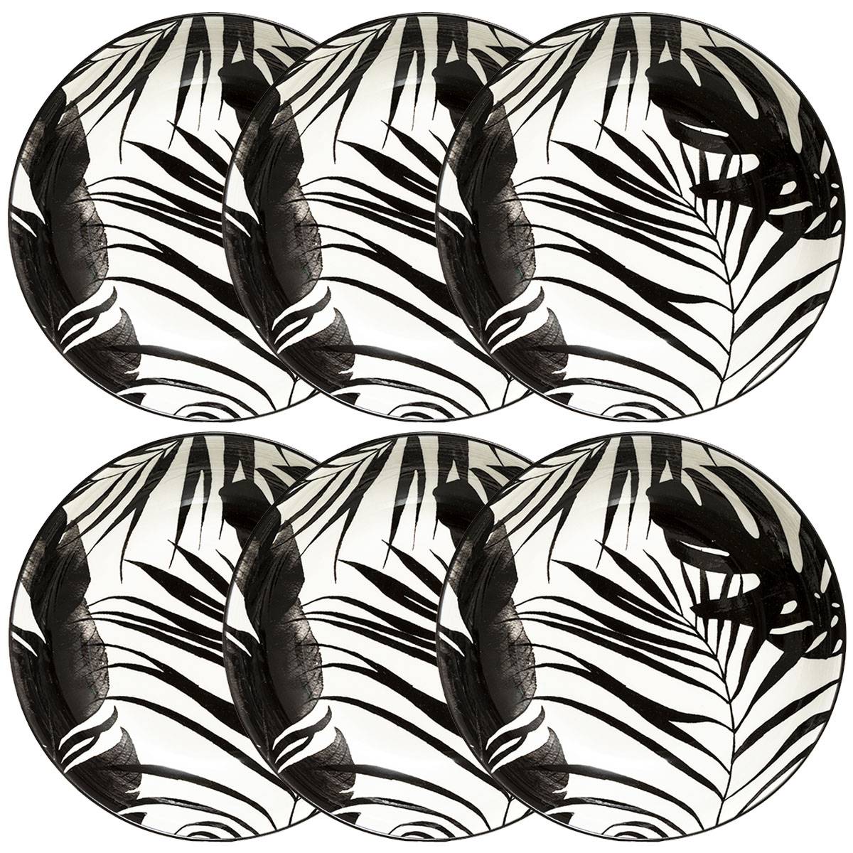 Set of 6 soup plates "Palme" D.20.2 cm, Black