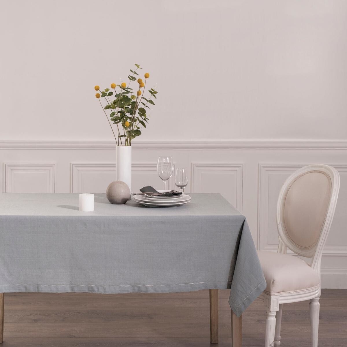Tablecloth "Jane", cotton chambray Mouse grey, 140x240 cm