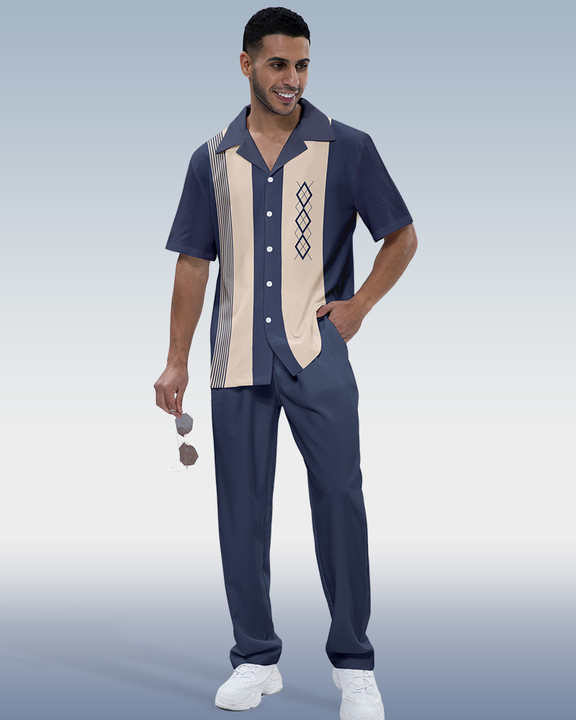 Suitmens Men's Colorblock Short Sleeve Shirt 318