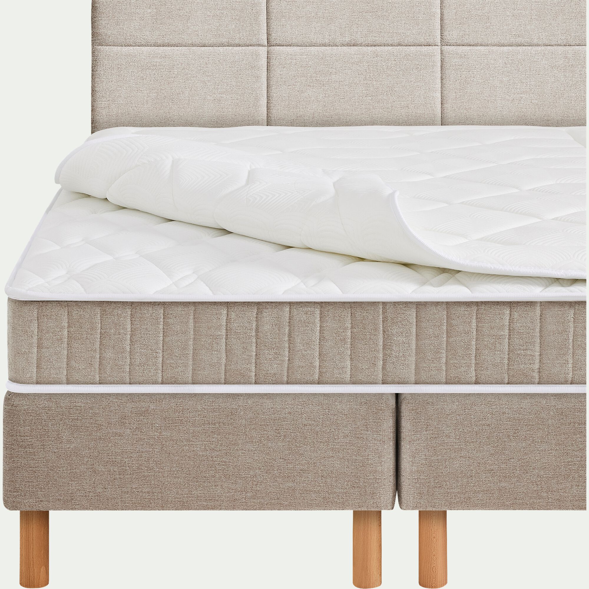 BOHO - Ensemble matelas ressorts sommier ferme Epeda H68cm 2x80x200cm - grège