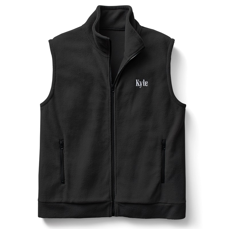 Personalized Men's Fleece Vest with Front Zipper and Embroidered Name - MIDNIGHT VELVET CATALOG