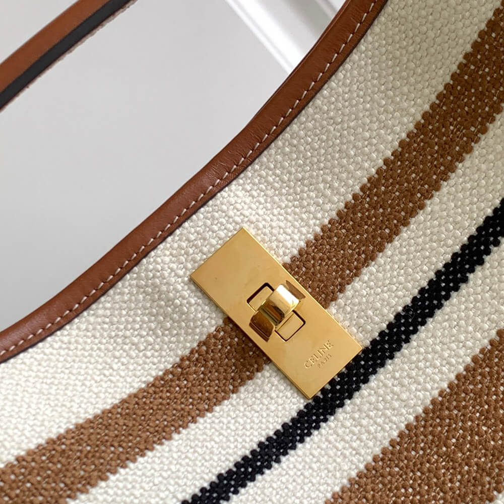 Celine Bucket 16 Bag in Striped Textile With Celine Jacquard1:1High-quality replica