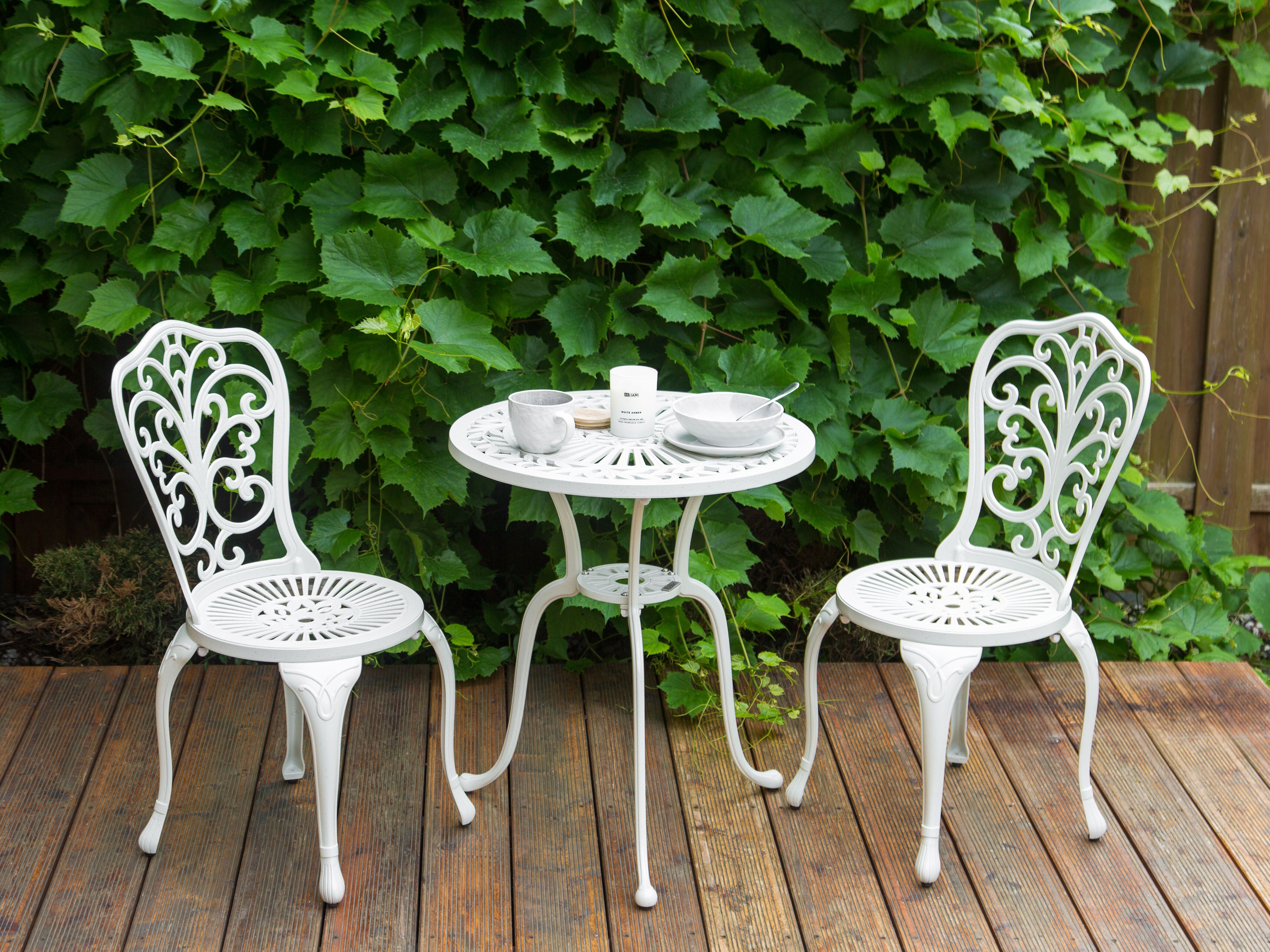 Bistro Table DASCIO 61 cm 61 cm Metal Off-White
