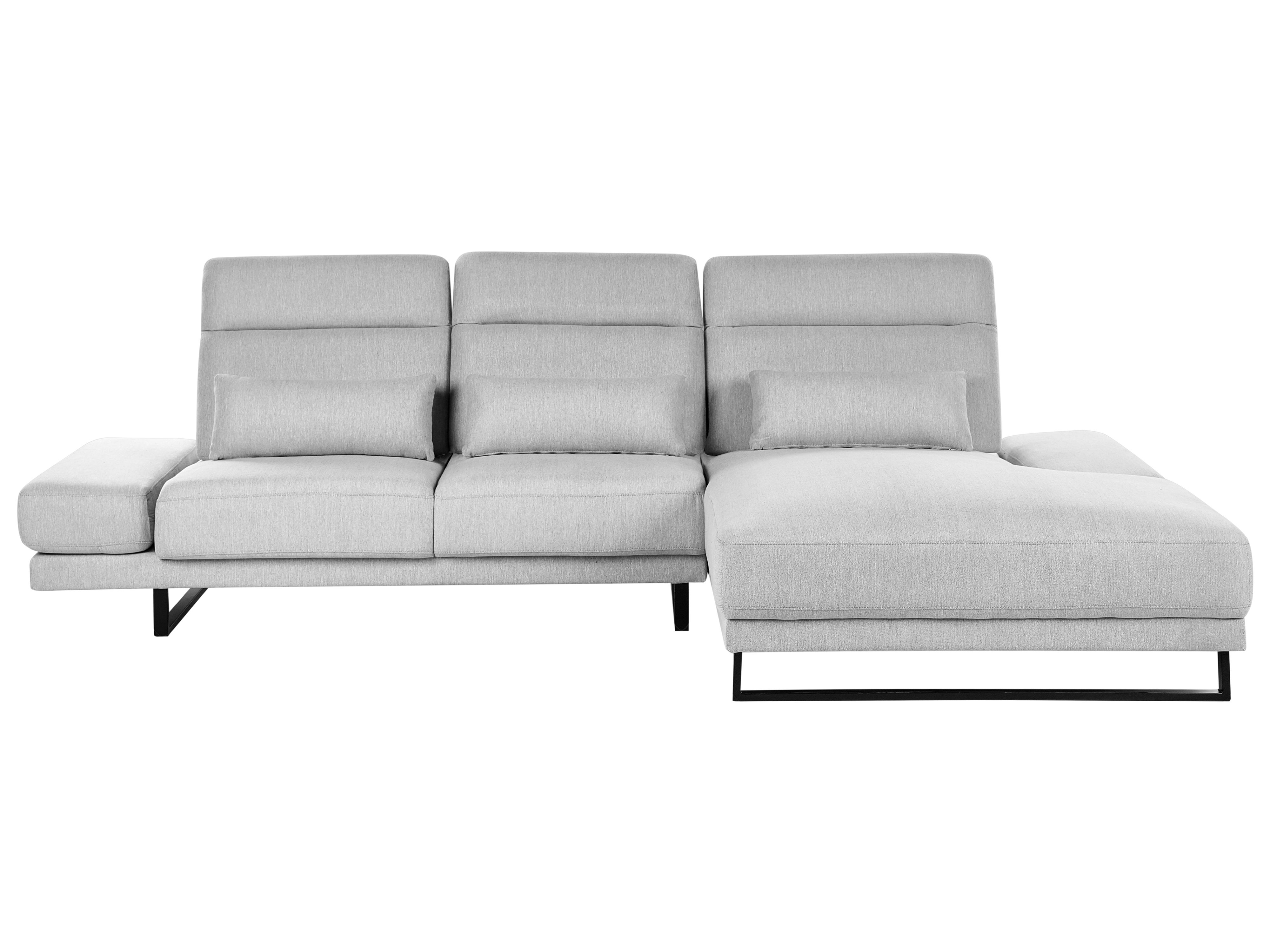 Corner Sofa 4 Seater IKAST Fabric Light Grey Left Hand