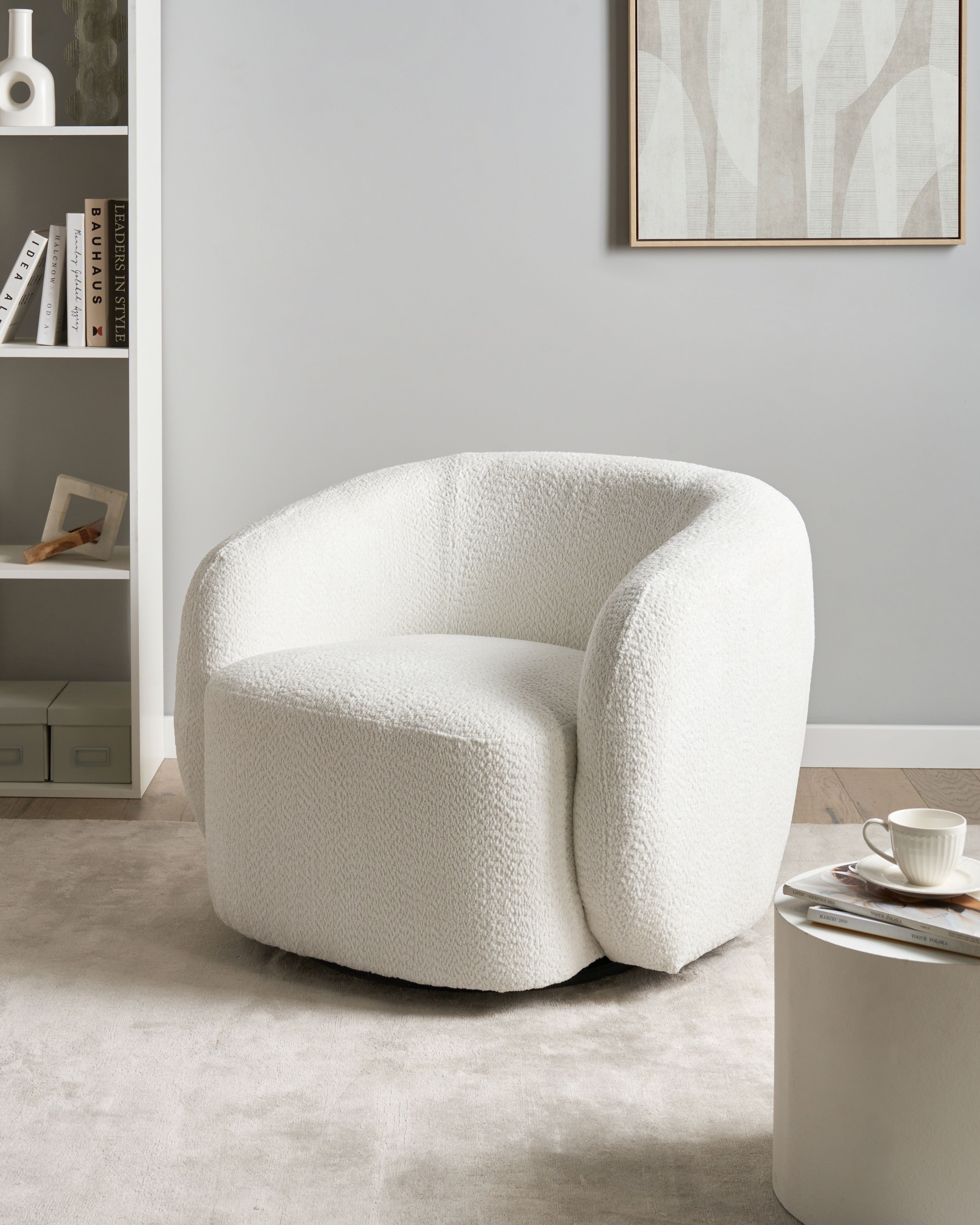 Swivel Armchair TORE Fabric Off-White