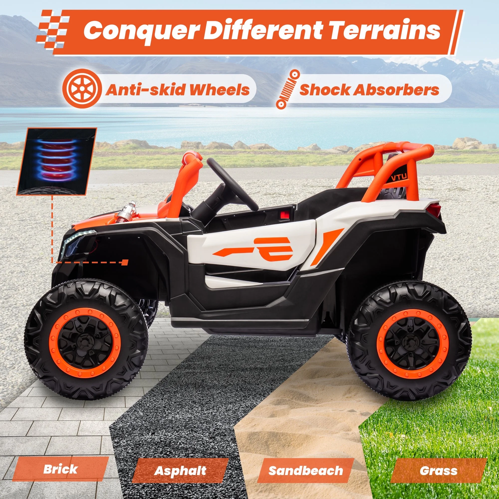 Joyracer 4WD 24 Volt Ride on Toys, 2 Seater Power Car wheels UTV with 800W Motors, Remote Control, Bluetooth Music, Spring Suspension, LED Light, Pink - Image 16