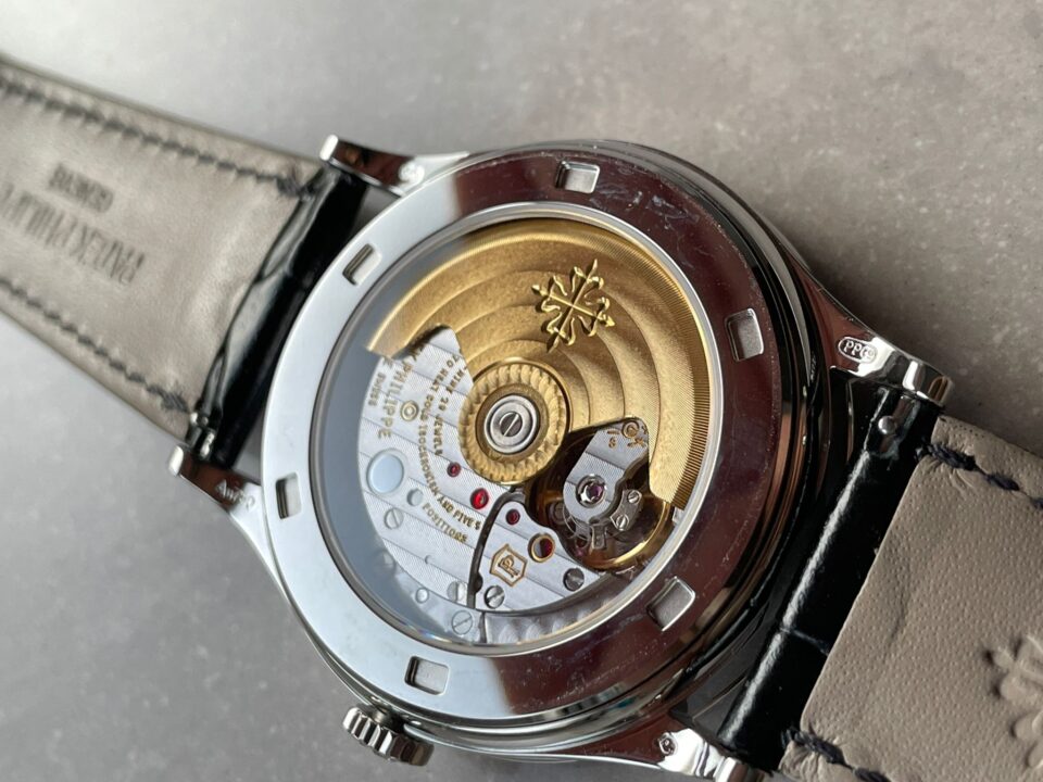 Replica PATEK PHILIPPE Calatrava ZF 5298p Date Sweep Seconds in Diamond Bezel Black Dial ZF factory - Top club