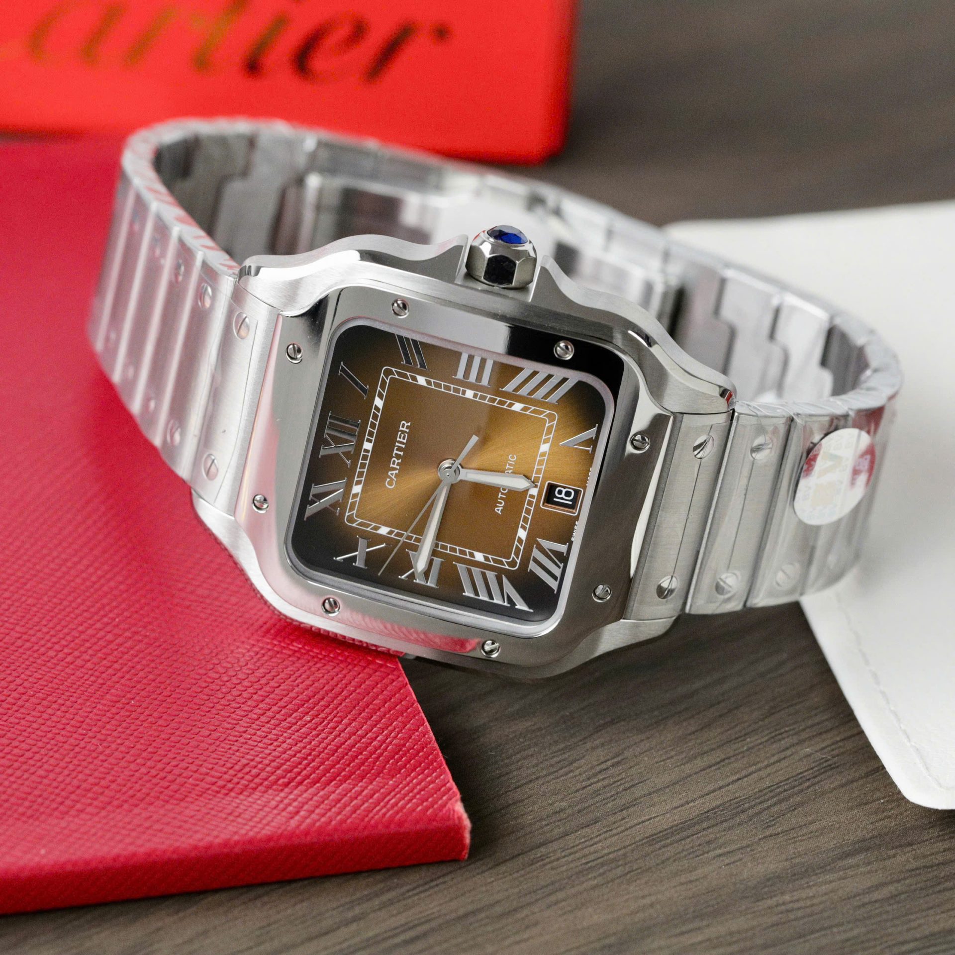 Cartier Santos WSSA0064 Fake Watch Brown Dial BV Factory 39.8mm - Top club