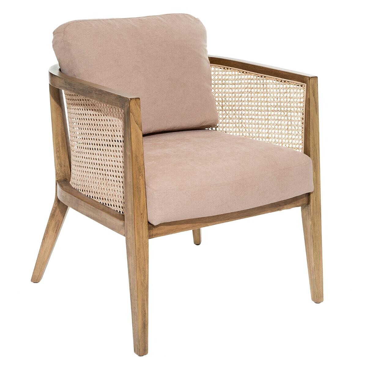 Armchair "Koza" Poplar, rattan, pink fabric