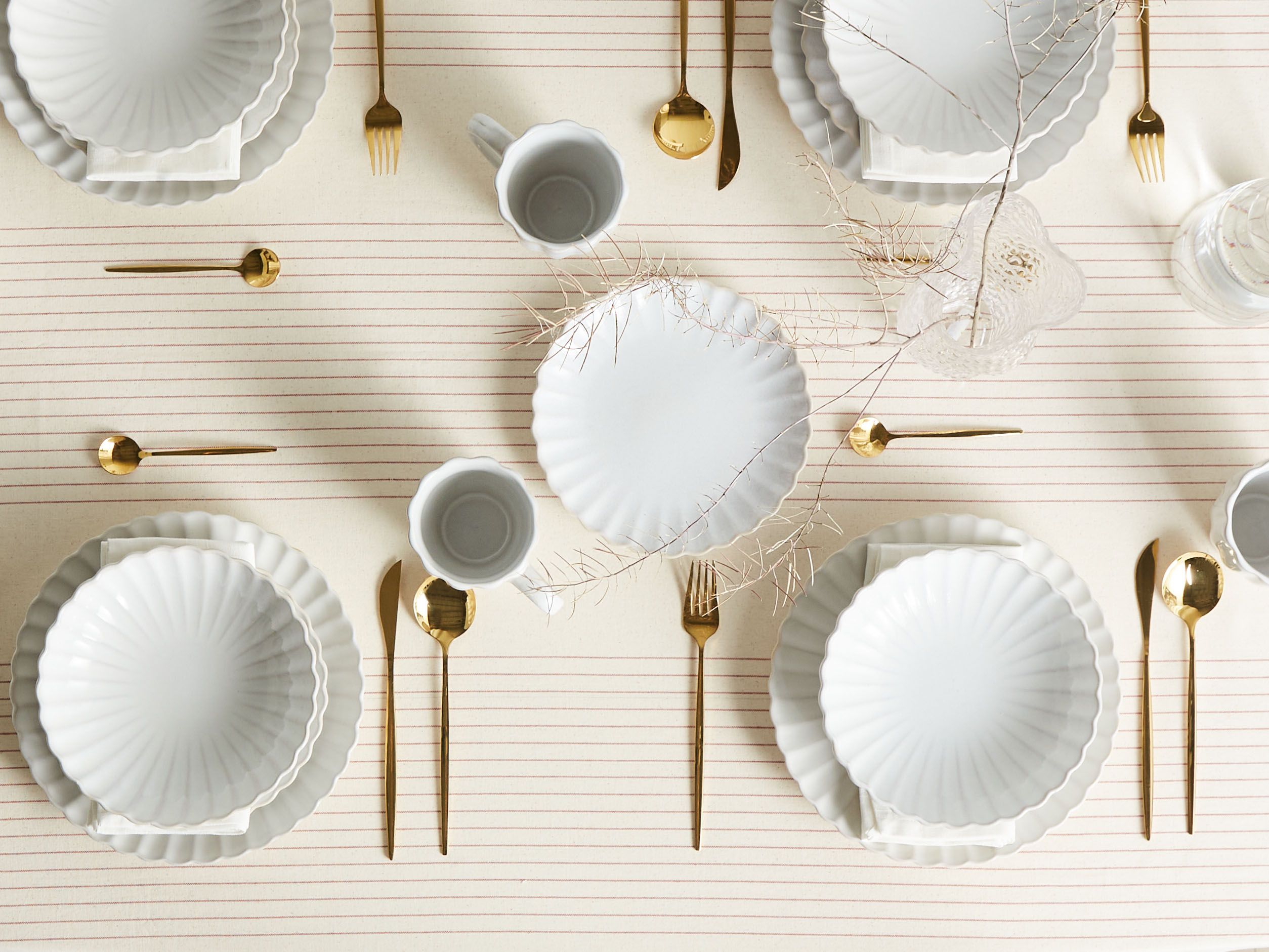 Set of 16 Dinnerware NETTLE Stoneware Off-White
