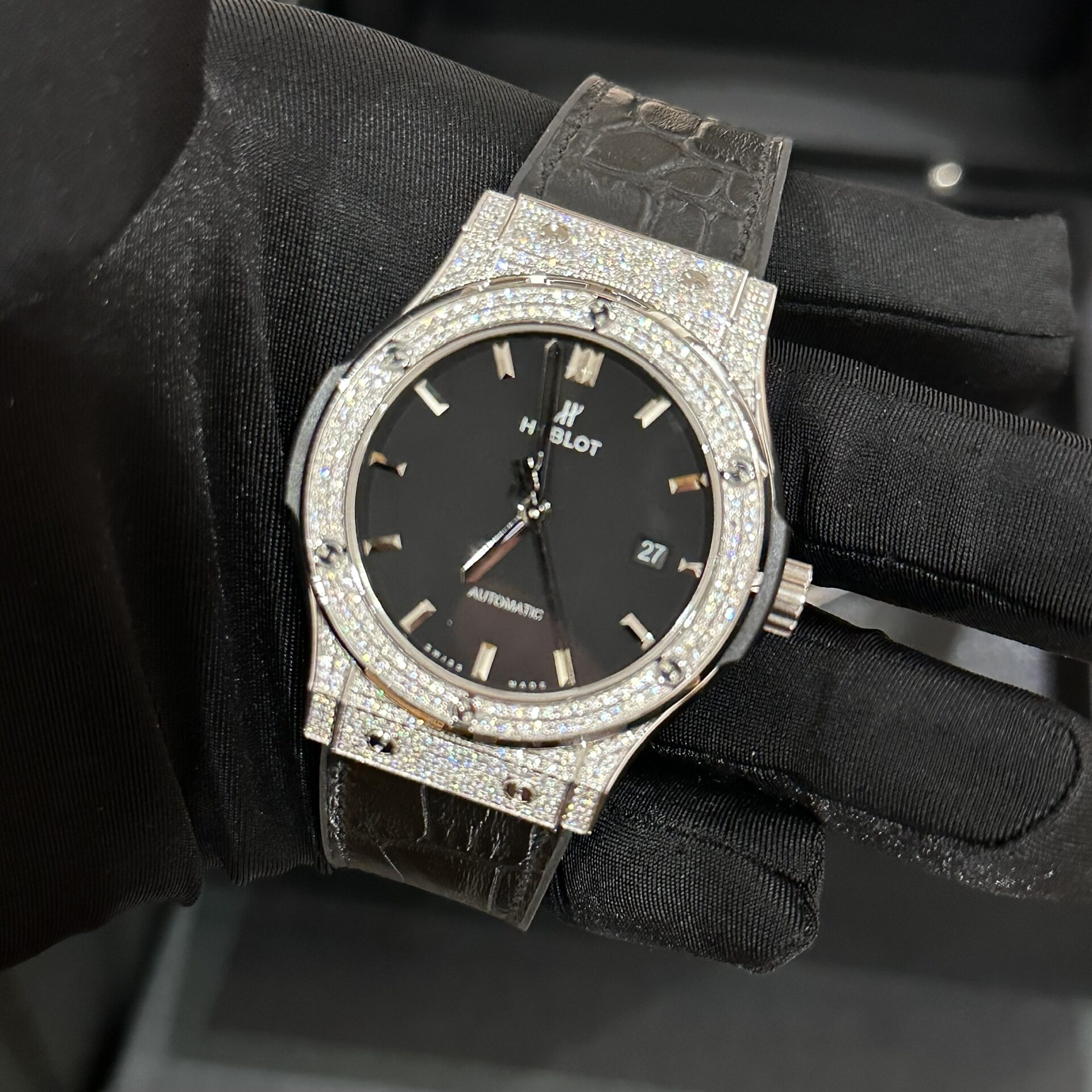 Hublot Replica 1:1 Watch Classic Fusion Full Black Moissanite Diamond 42mm - Top club