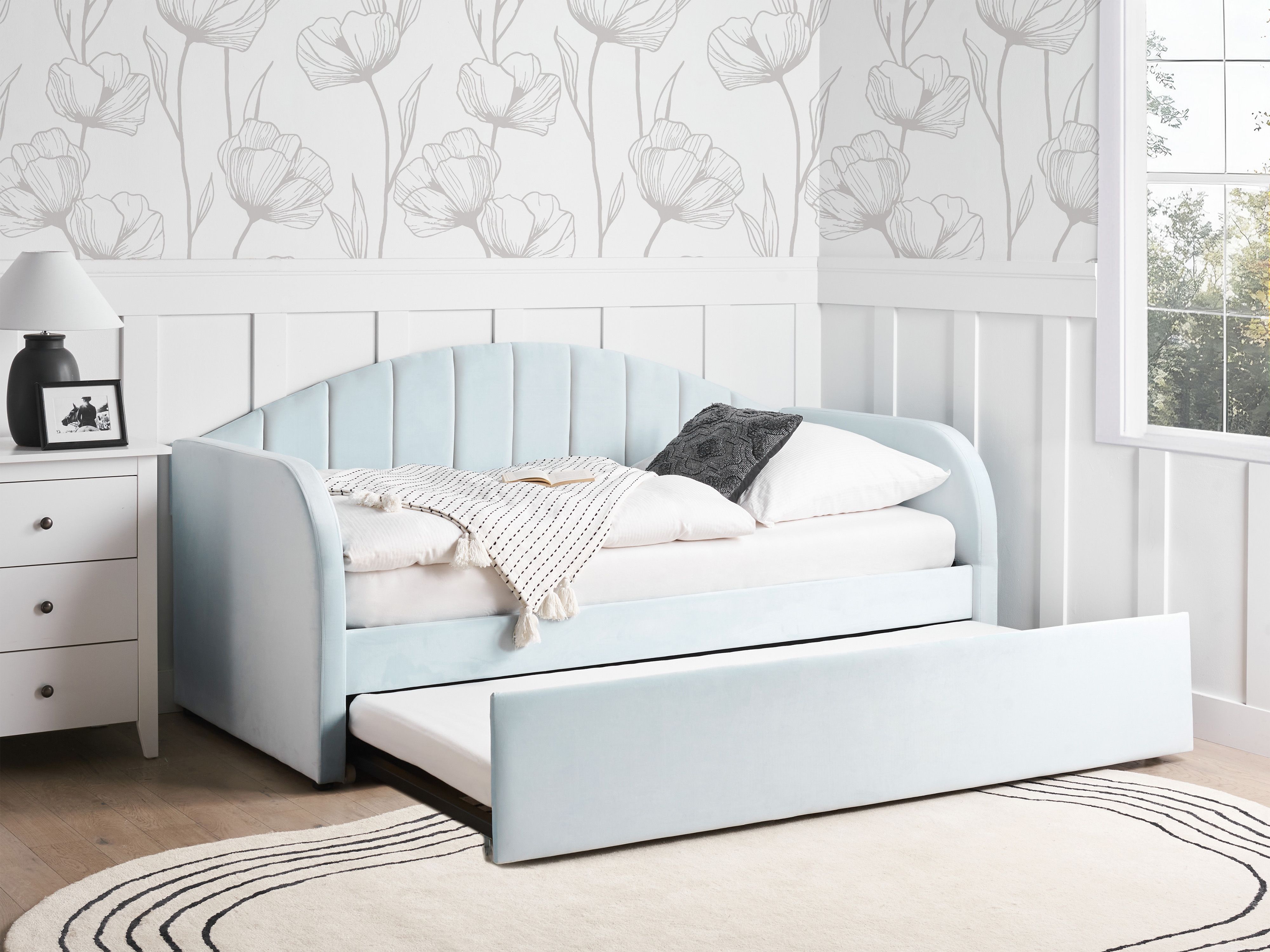 Trundle Bed Velvet EYBURIE 90 x 200 cm (EU Single) Light Blue