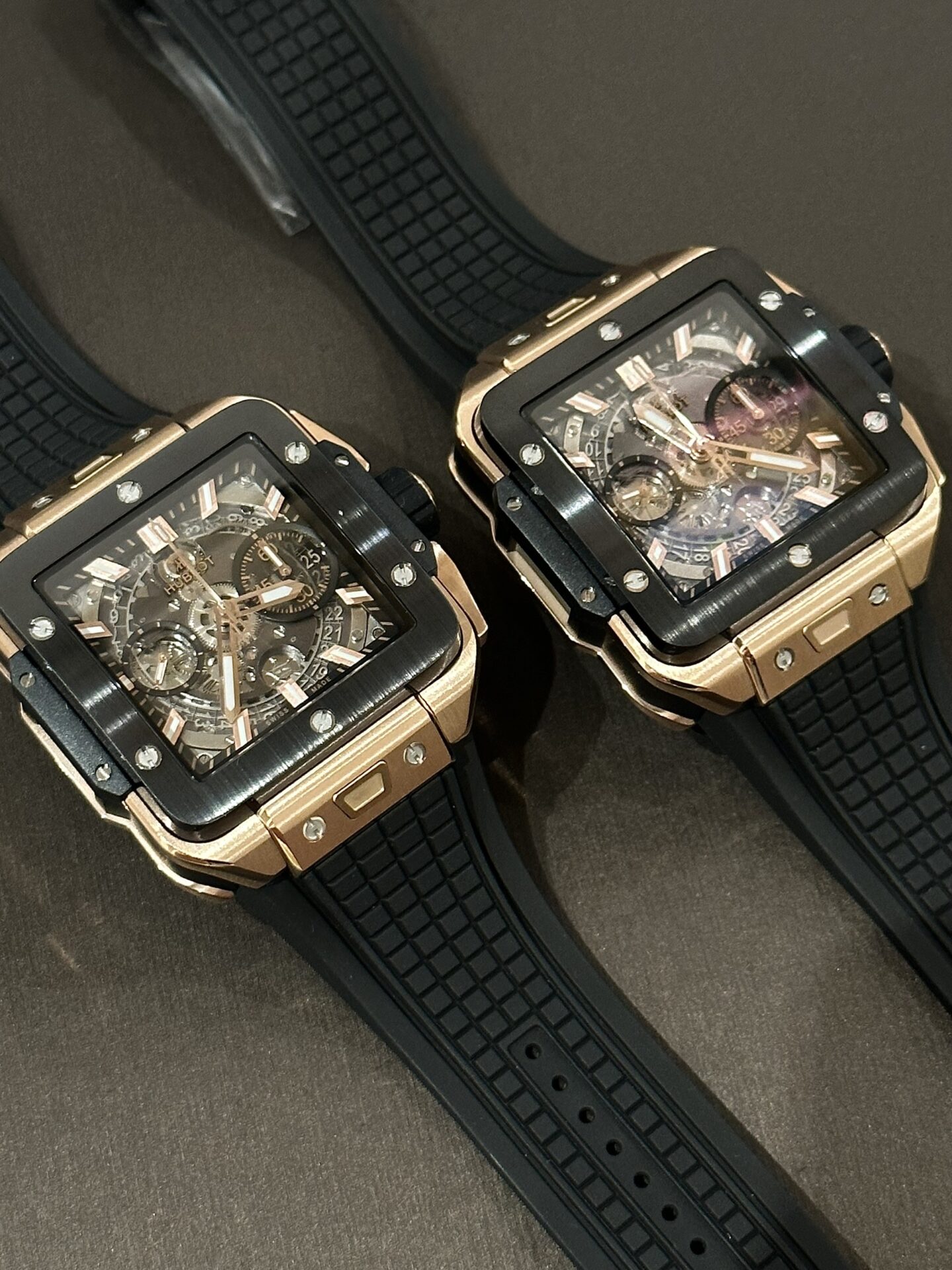 Hublot Big Big Square Best Replica Watch Rose Gold Black Bezel 42mm - Elite Watch Atelier
