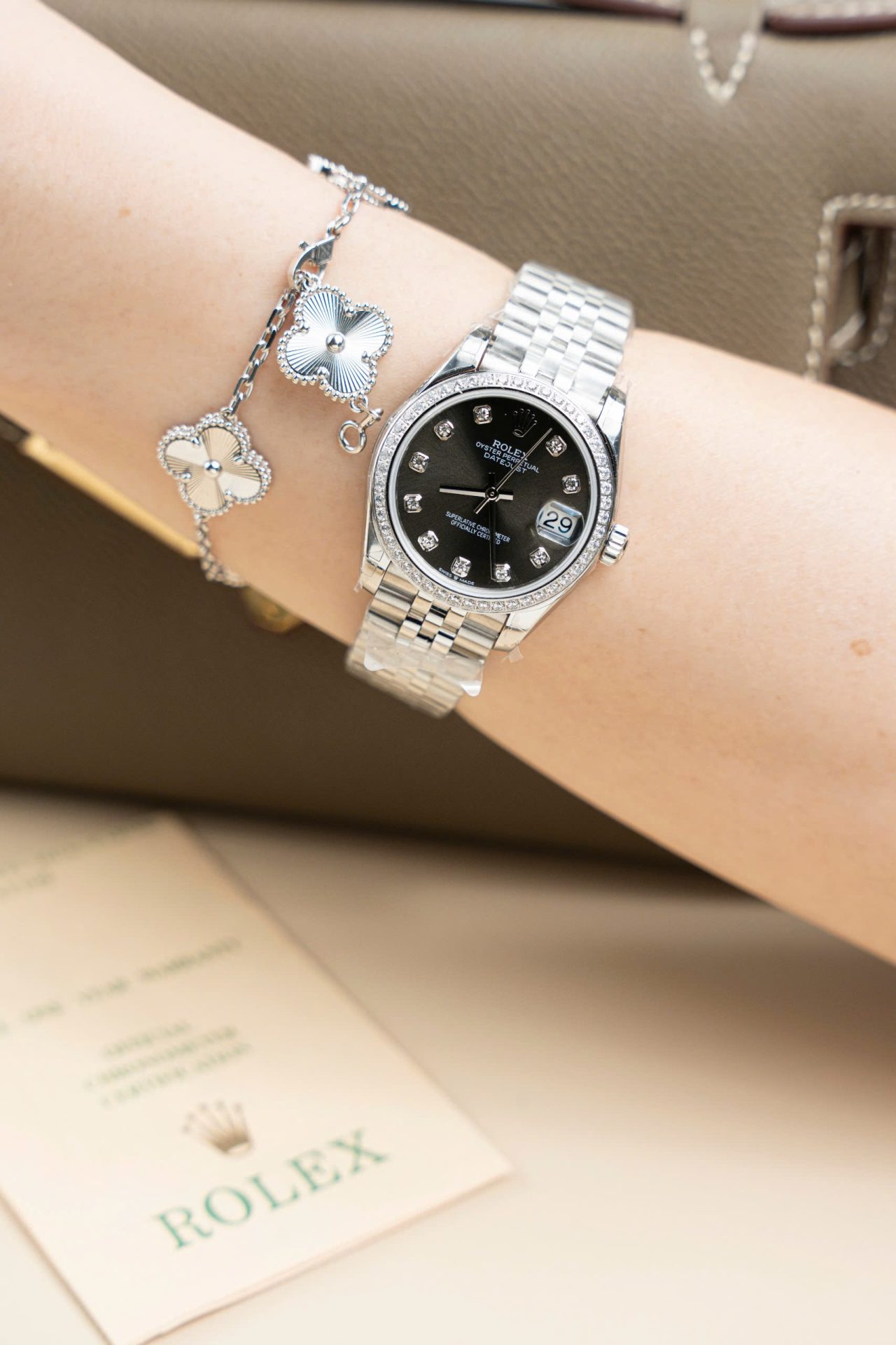 Rolex DateJust Lady Clone Watch Gray Dial Jubilee Strap 31mm - Elite Watch Atelier