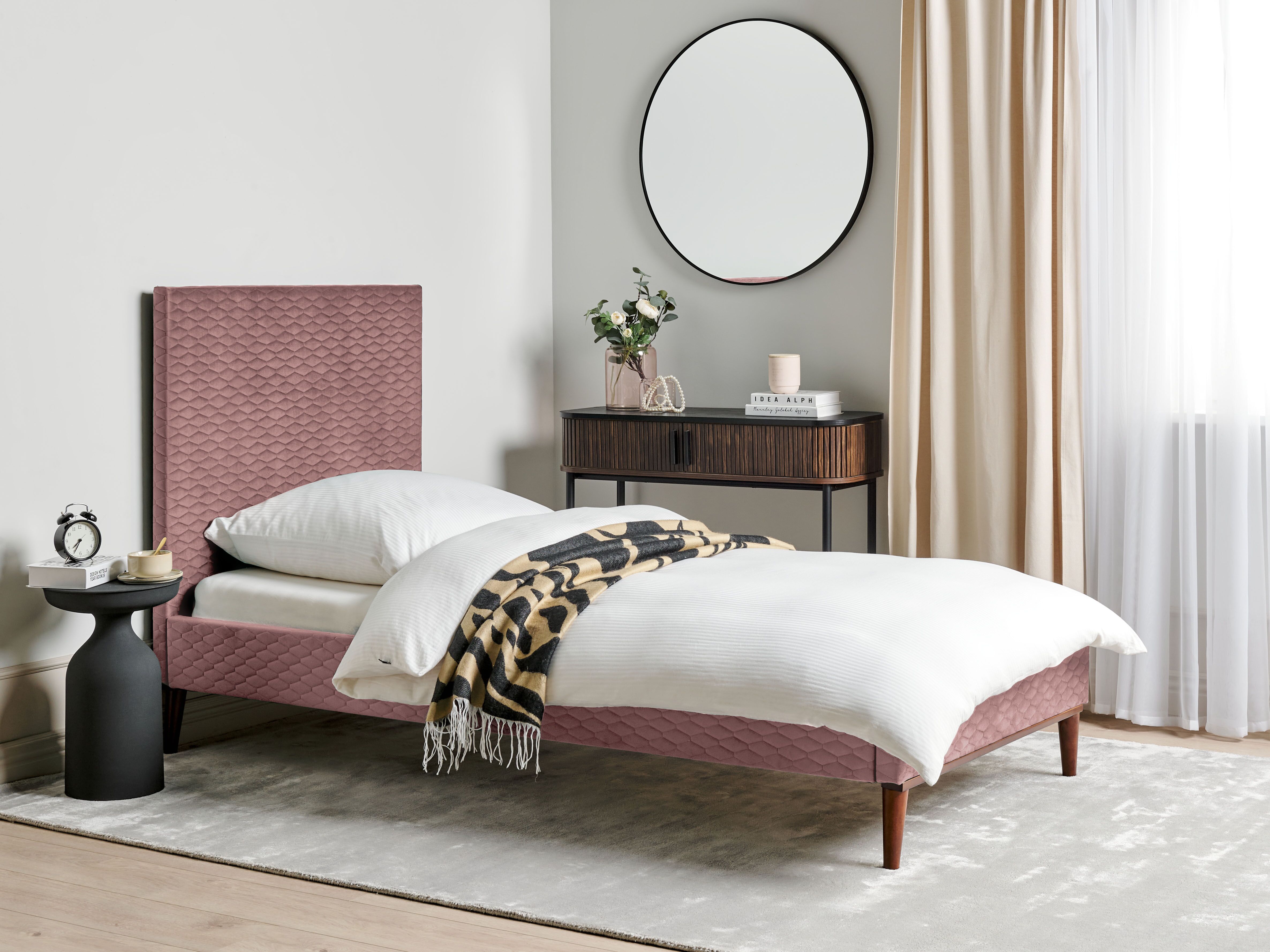 Bed Velvet BAYONNE 90 x 200 cm (EU Single) Pink