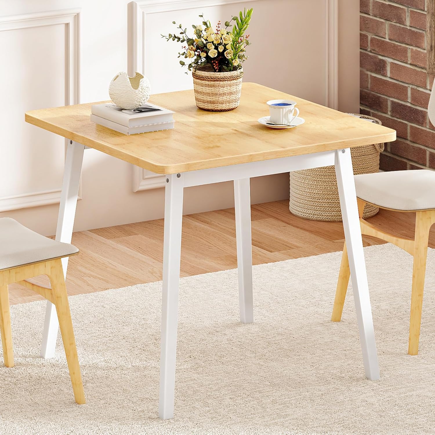 HOOBRO Bamboo Dining Table, Square Dining Table for 2, 27.6