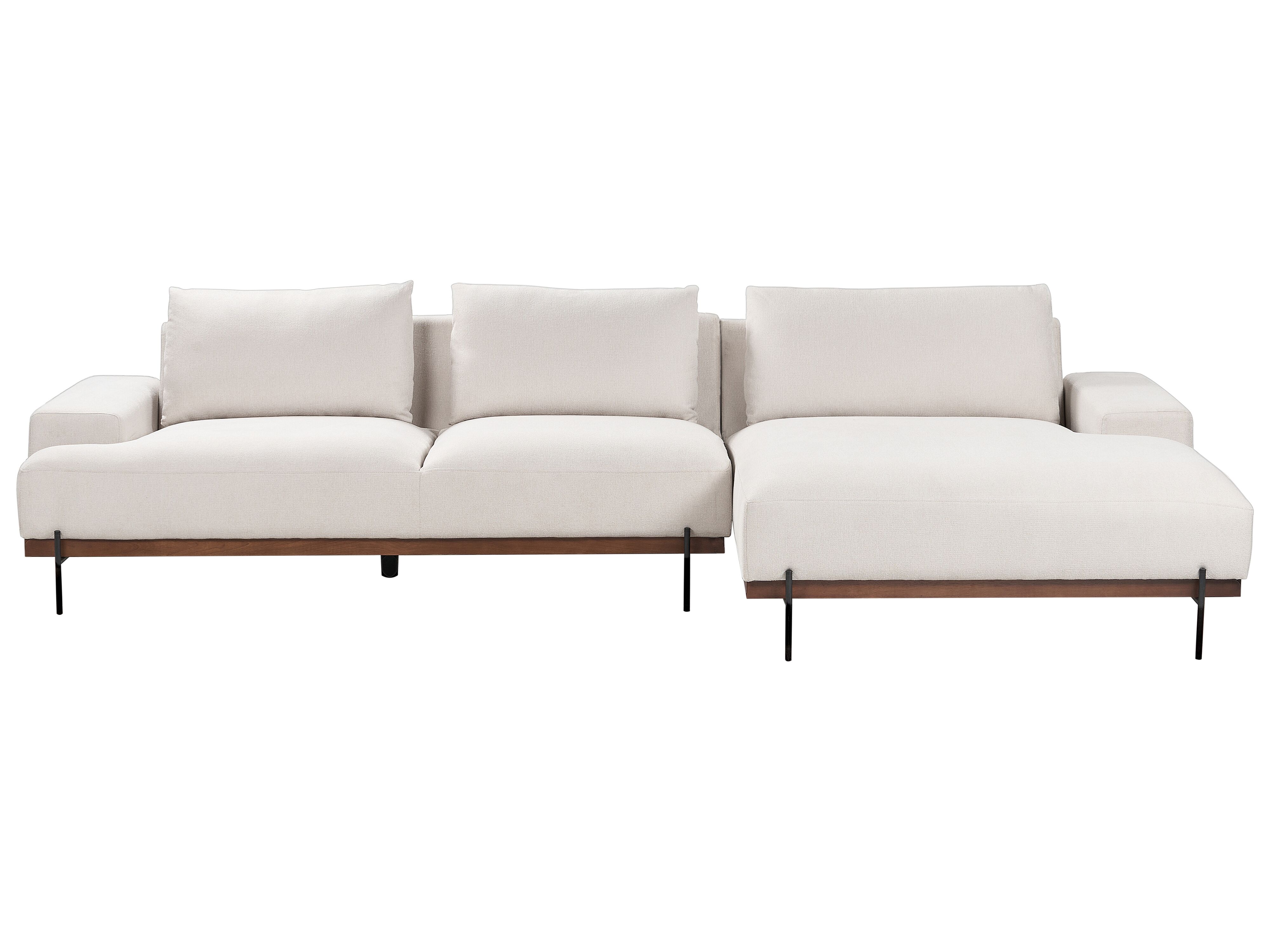 Corner Sofa 4 Seater MARIFERD Fabric Light Beige Left Hand