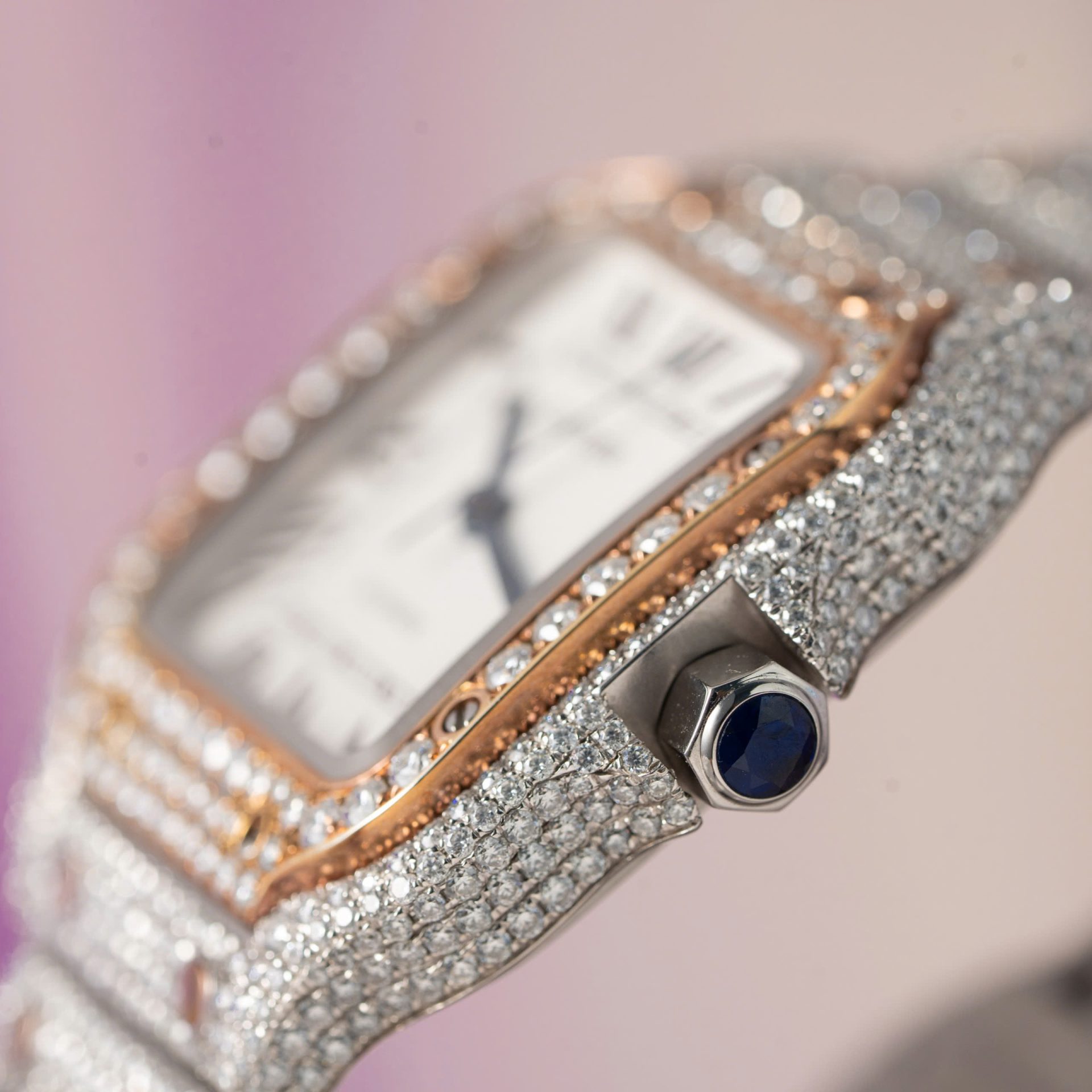 Cartier Santos Replica Watch With Full Diamond Moissanite Hong Kong 35mm - Top club
