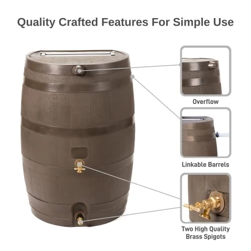 50 Gallon Rain Barrel With Brass Spigot And Flat-Back Design - Image 21 50 Gallon Rain Barrel With Brass Spigot And Flat-Back Design - Image 21