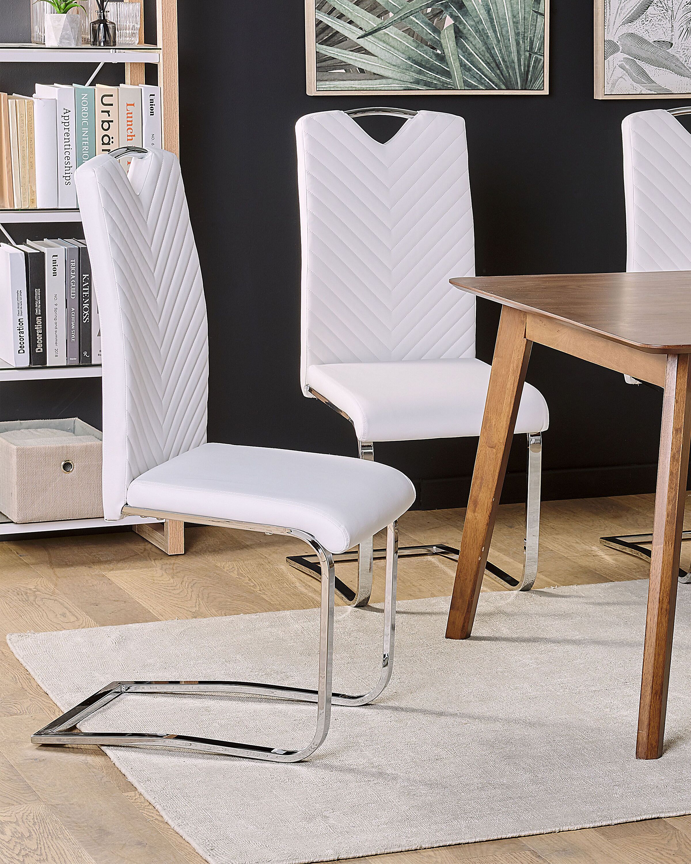 Set of 2 Dining Chairs PICKNES Faux Leather Off-White