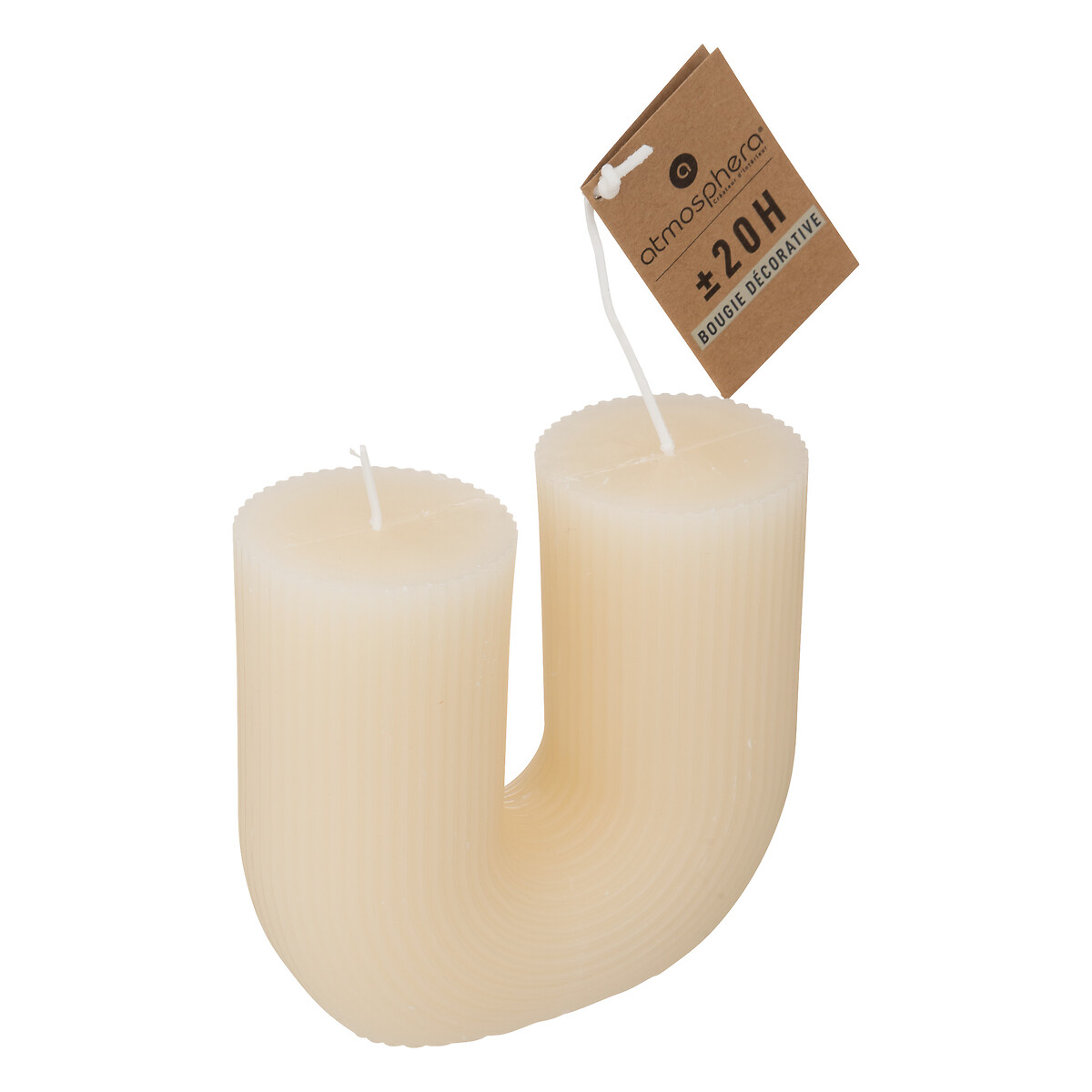U-shaped candle "Demi" Ivory white, 400g