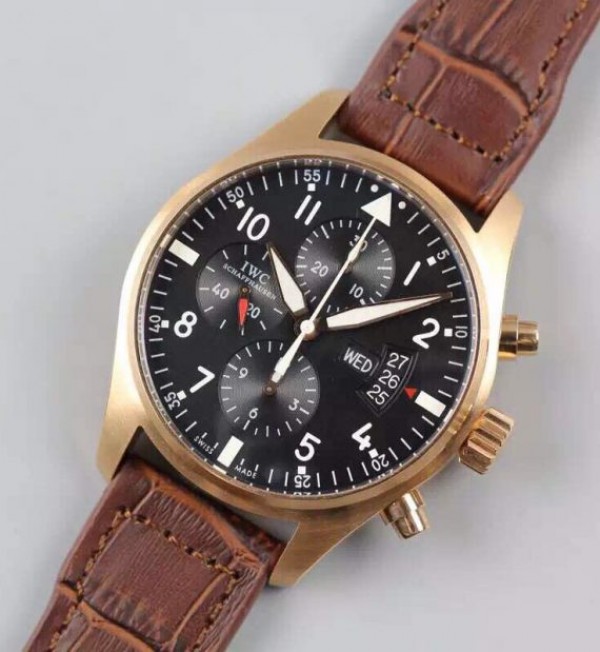 Replica IWC V6 Pilot Chrono RG IW377706 Black Dial A7750 - Top club