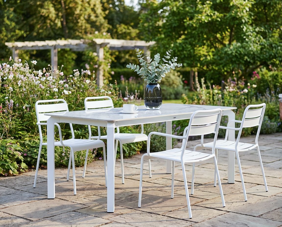 Garden Dining Table FELETTO 180 cm 90 cm Stone White Marble