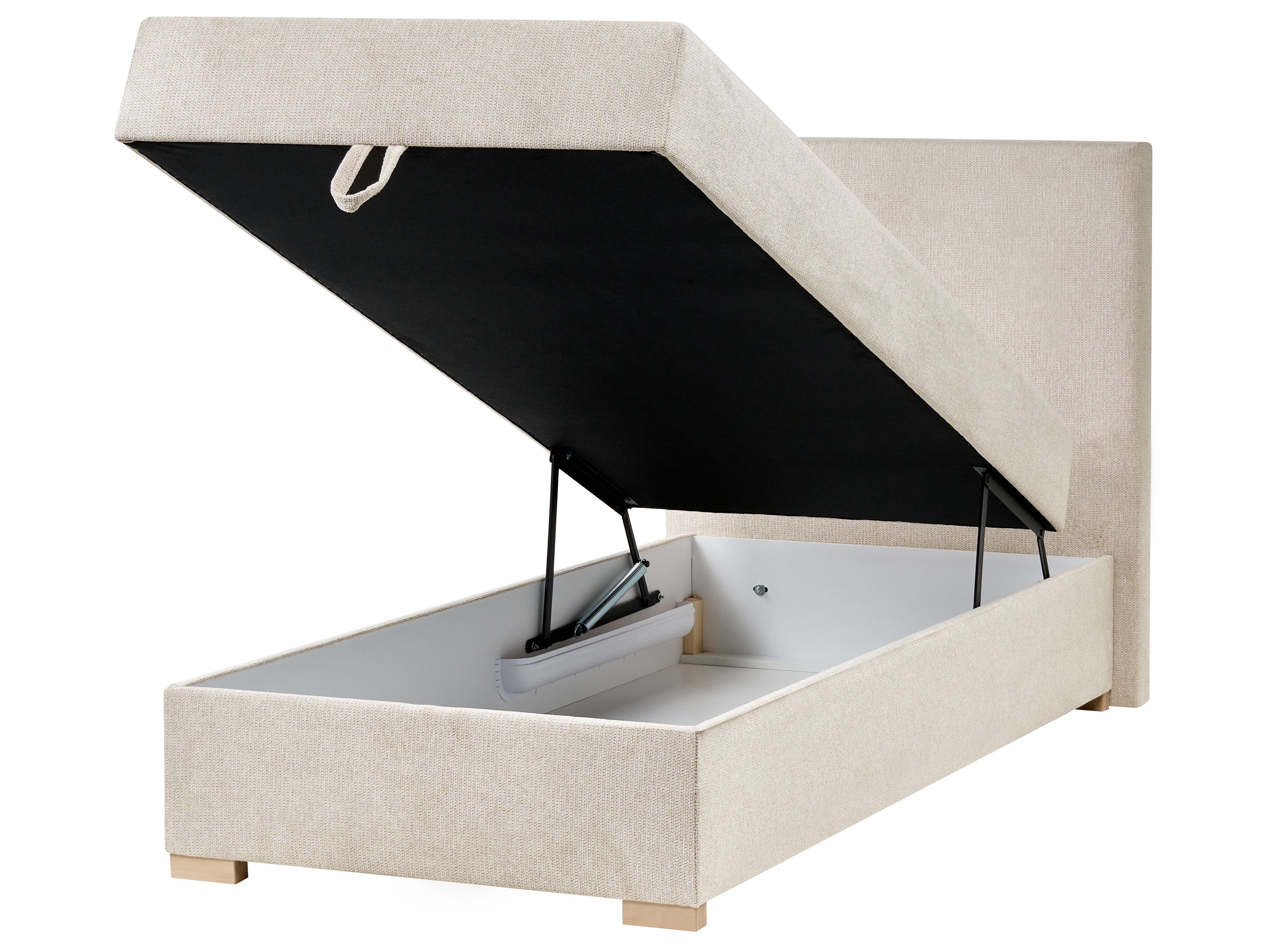 Divan Bed with Storage Fabric MAJOR 90 x 200 cm (EU Single) Light Beige
