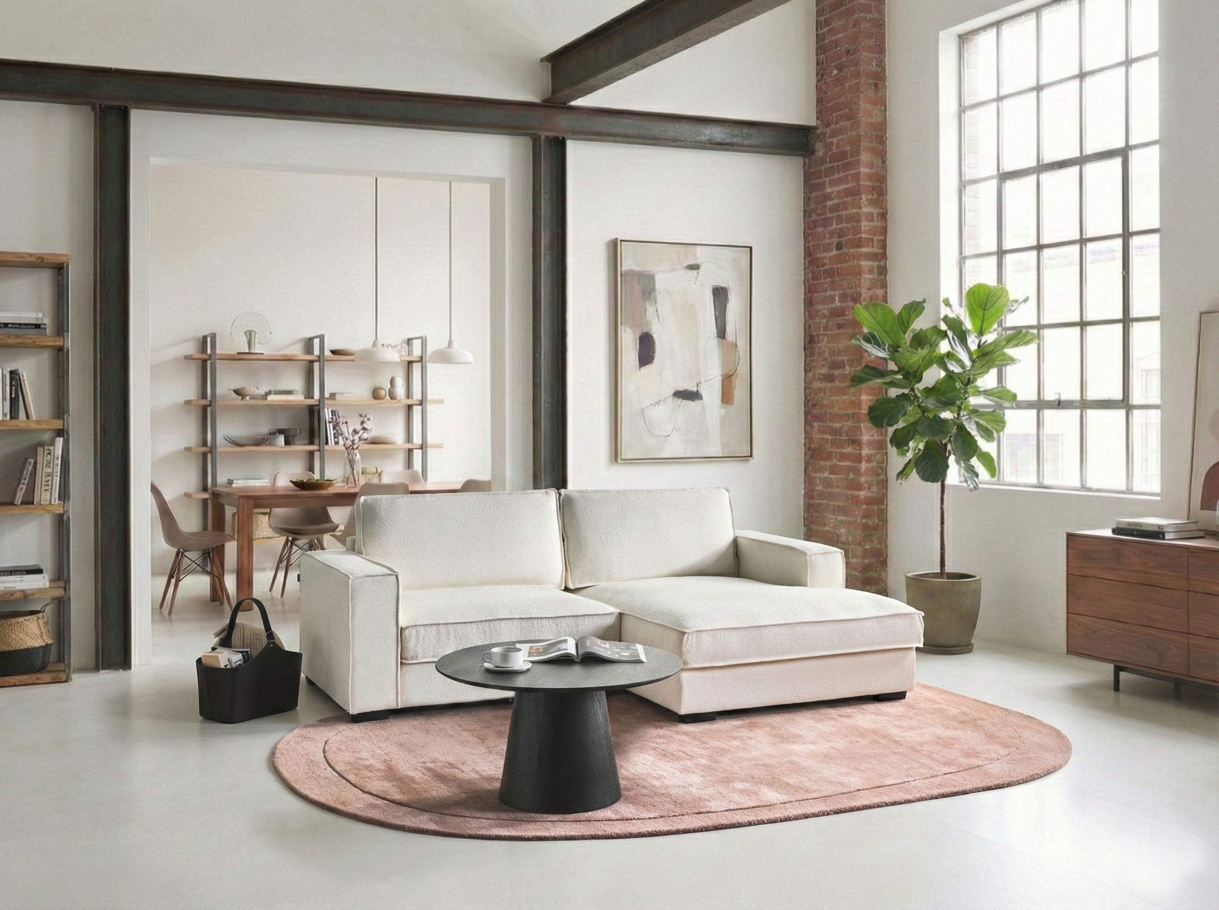 Corner Sofa KOLDING Boucle Light Beige Left Hand