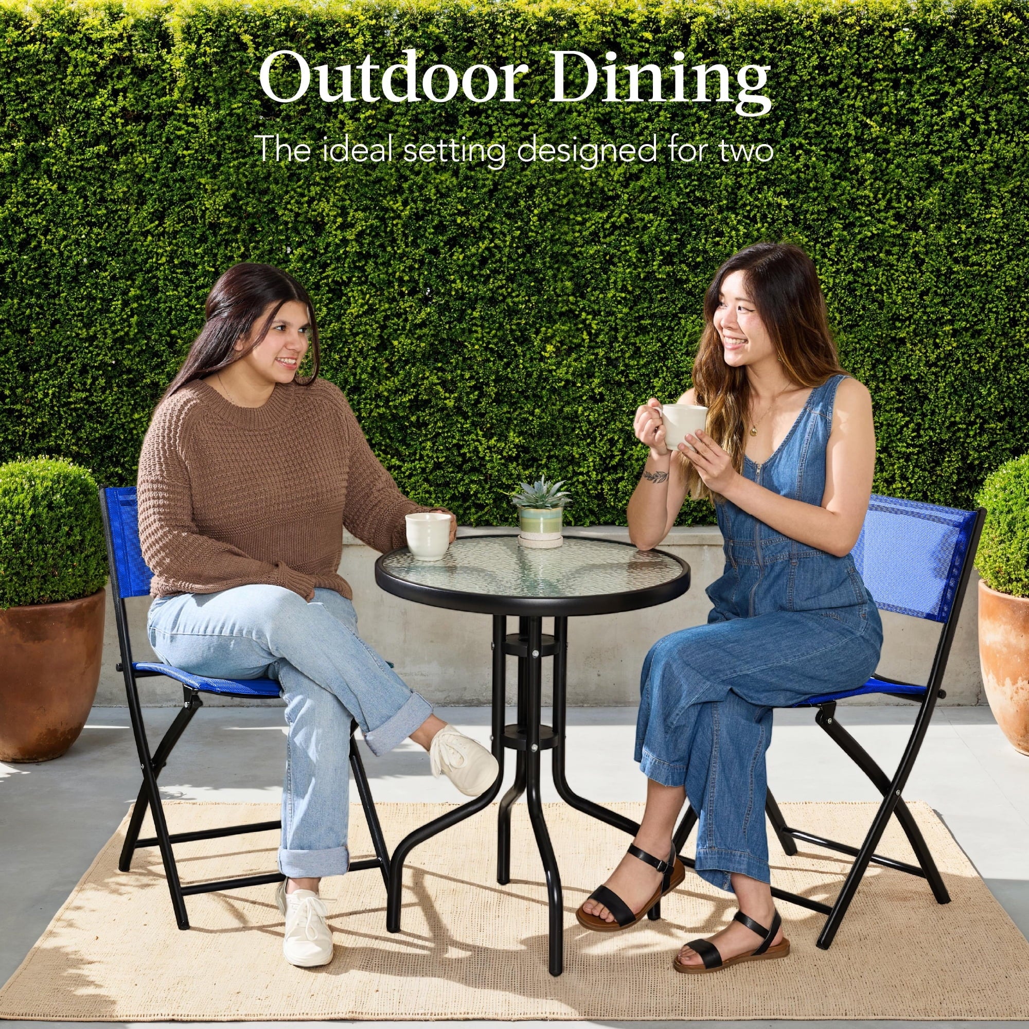 Best Choice Products 3-Piece Patio Bistro Dining Set With Glass Tabletop And Folding Chairs - Gray - Image 66 Best Choice Products 3-Piece Patio Bistro Dining Set With Glass Tabletop And Folding Chairs - Gray - Image 66