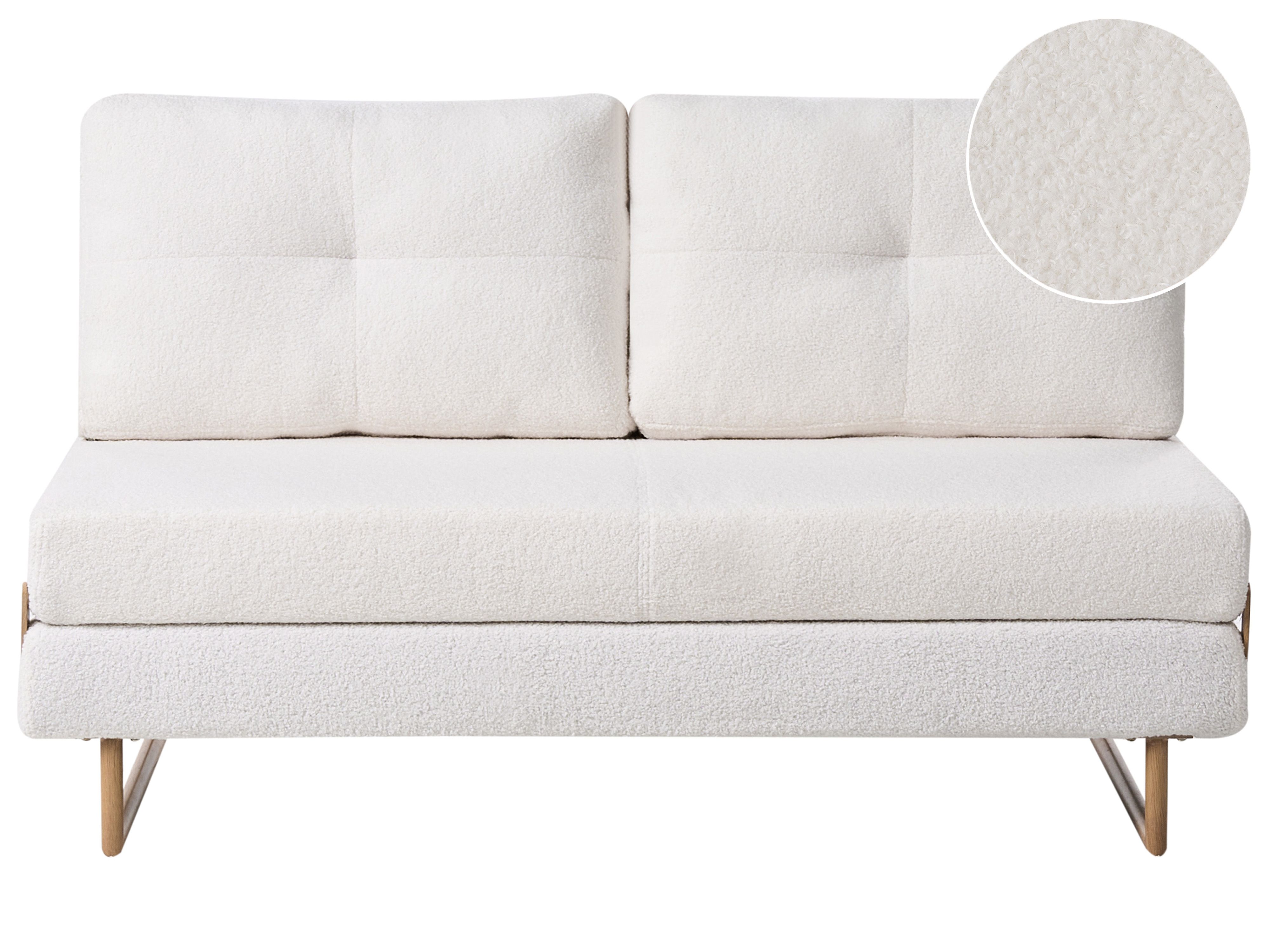 Sofa Bed 3 Seater JERSLEV Boucle Off-White